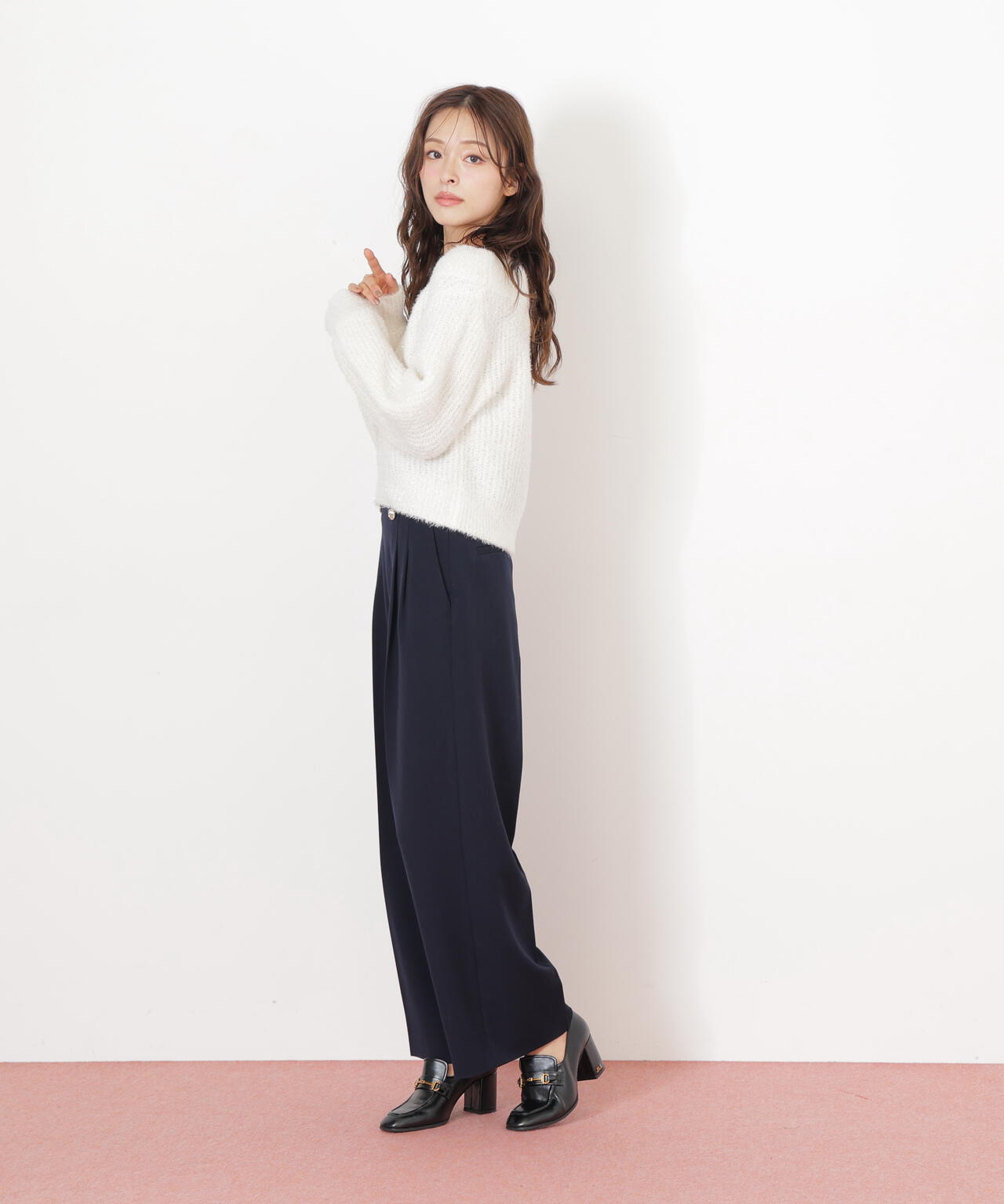 メタル釦ストレートイージーパンツ