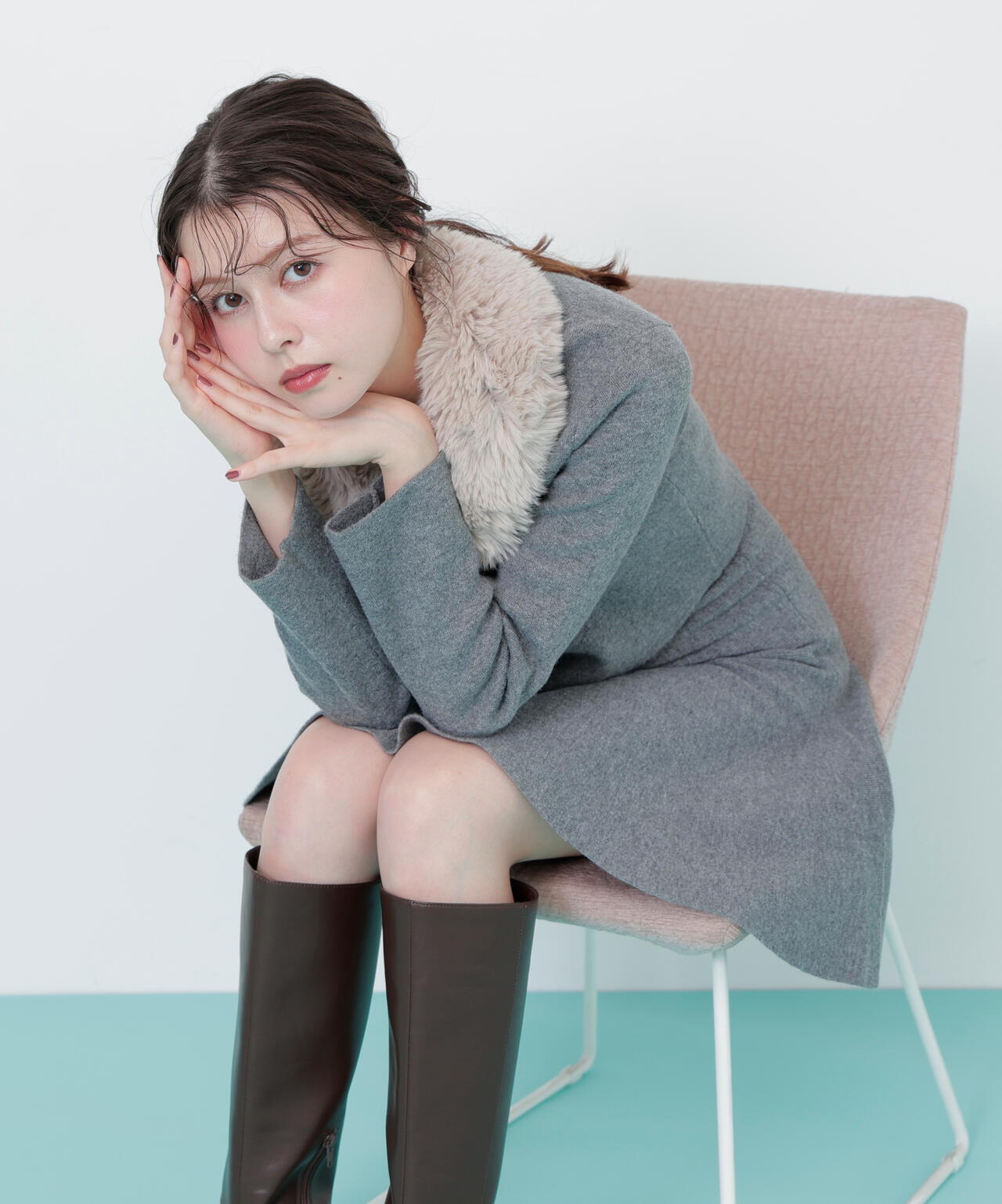 ファーティッペットニットセットアップ