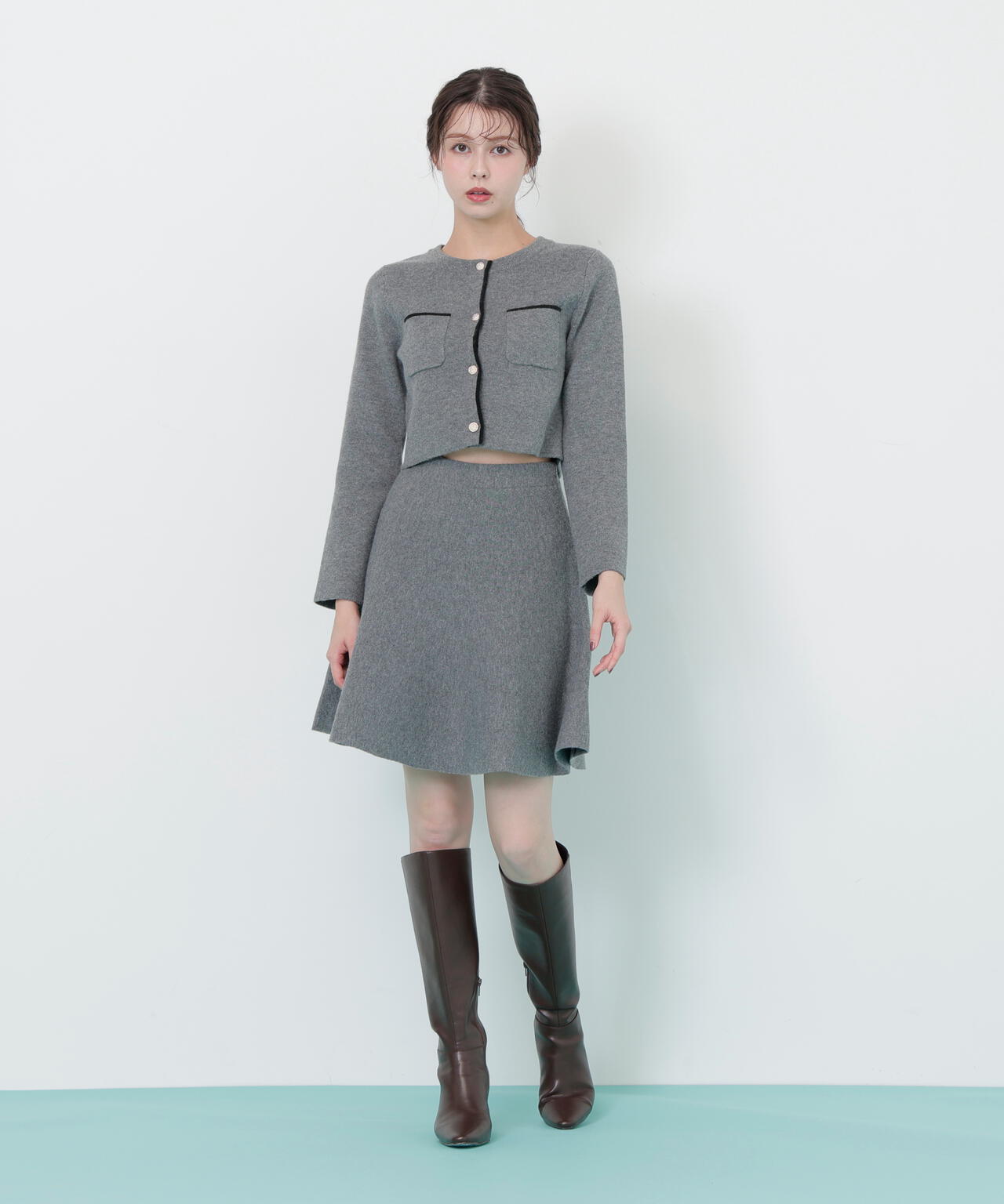 ファーティッペットニットセットアップ