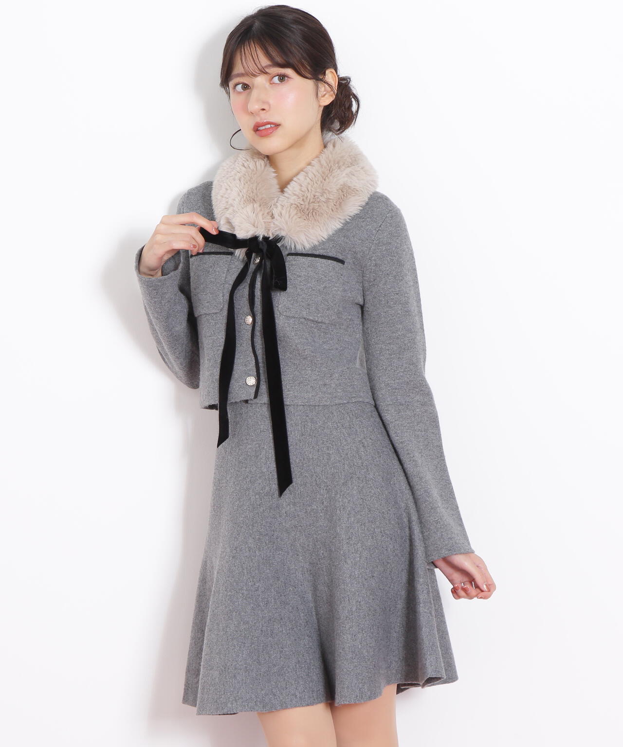 JILL BY JILLSTUART ファーティッペットニットセットアップ ファーティッペットニットセットアップ | JILL by JILL STUART（ジル