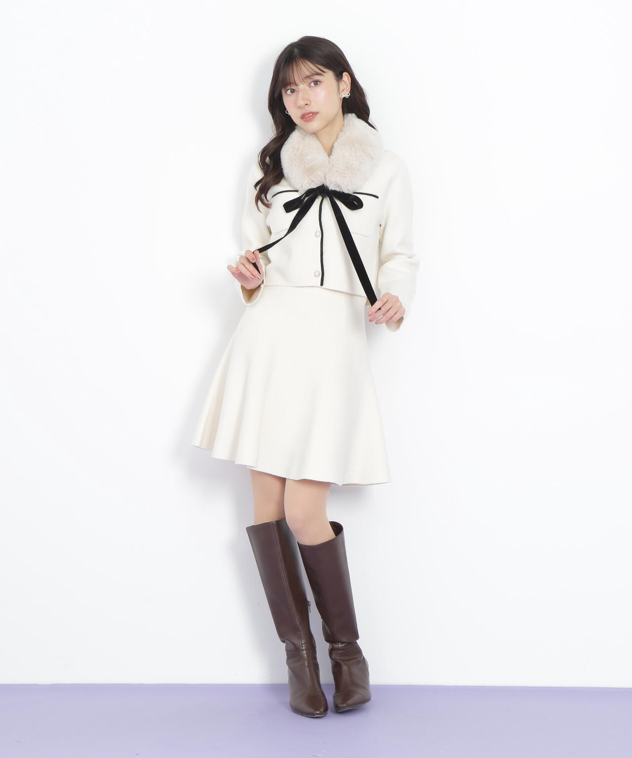 ファーティッペットニットセットアップ