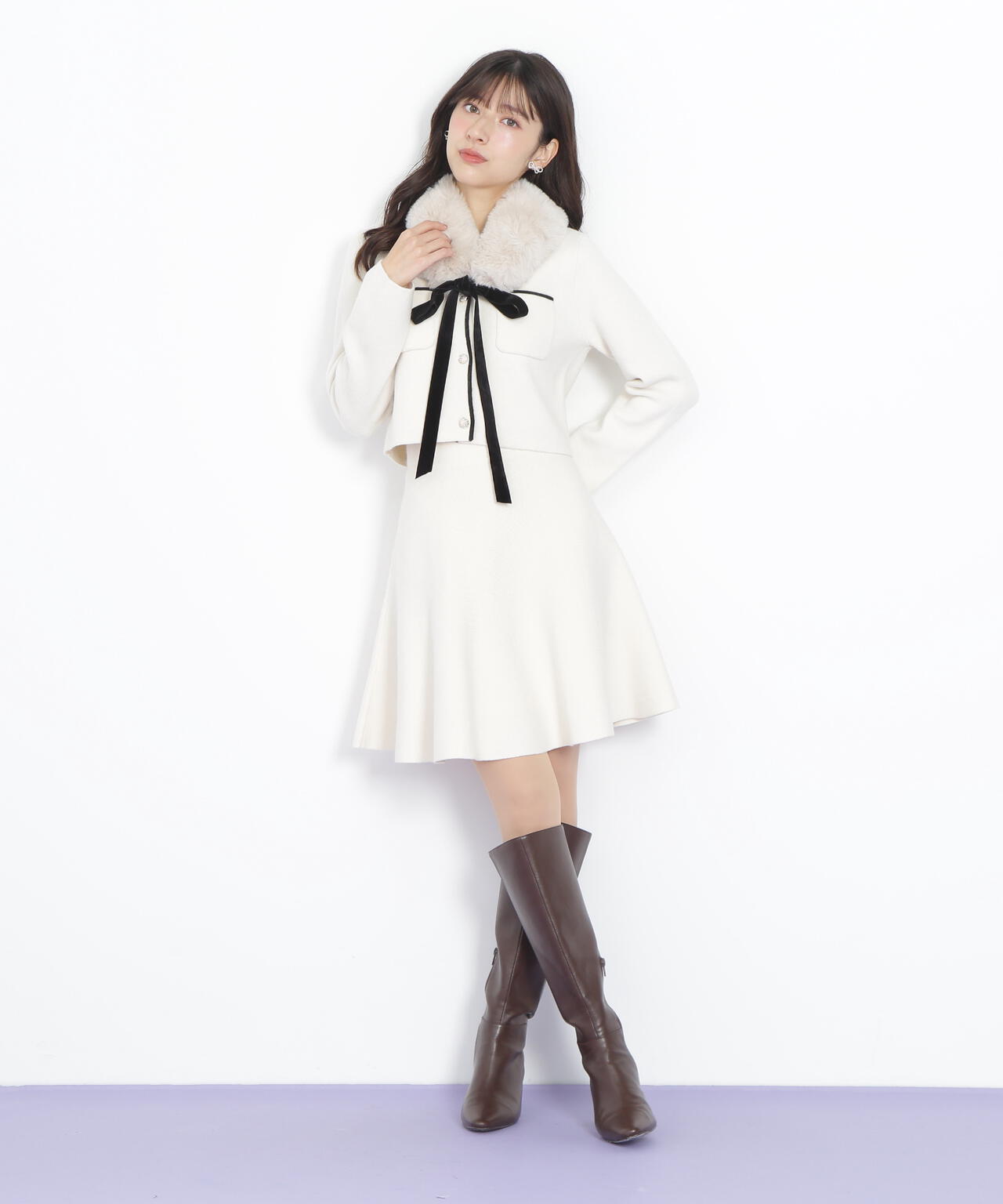 ファーティッペットニットセットアップ