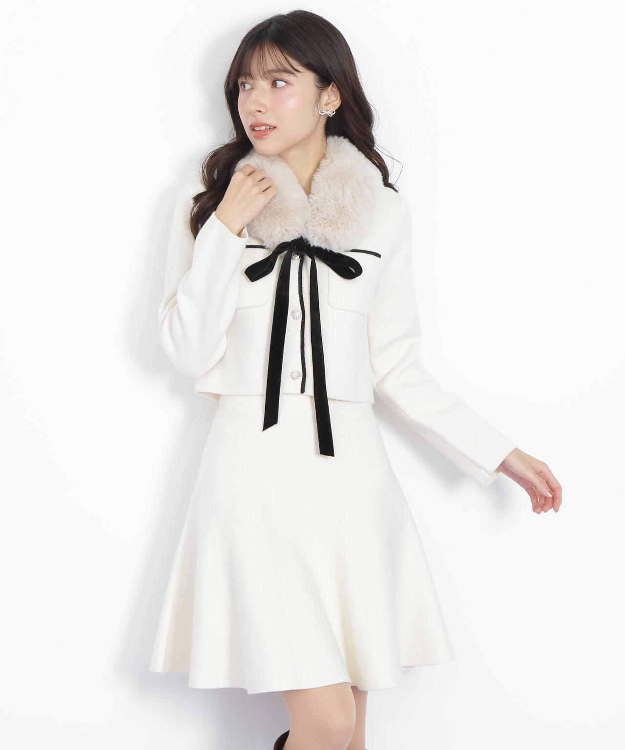 ファーティッペットニットセットアップ