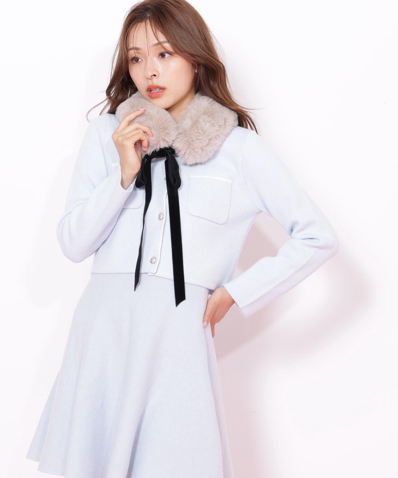 ファーティッペットニットセットアップ