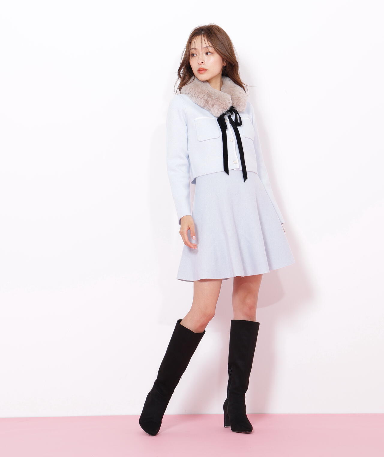 JILL BY JILLSTUART ファーティッペットニットセットアップ ファーティッペットニットセットアップ | JILL by JILL STUART（ジル