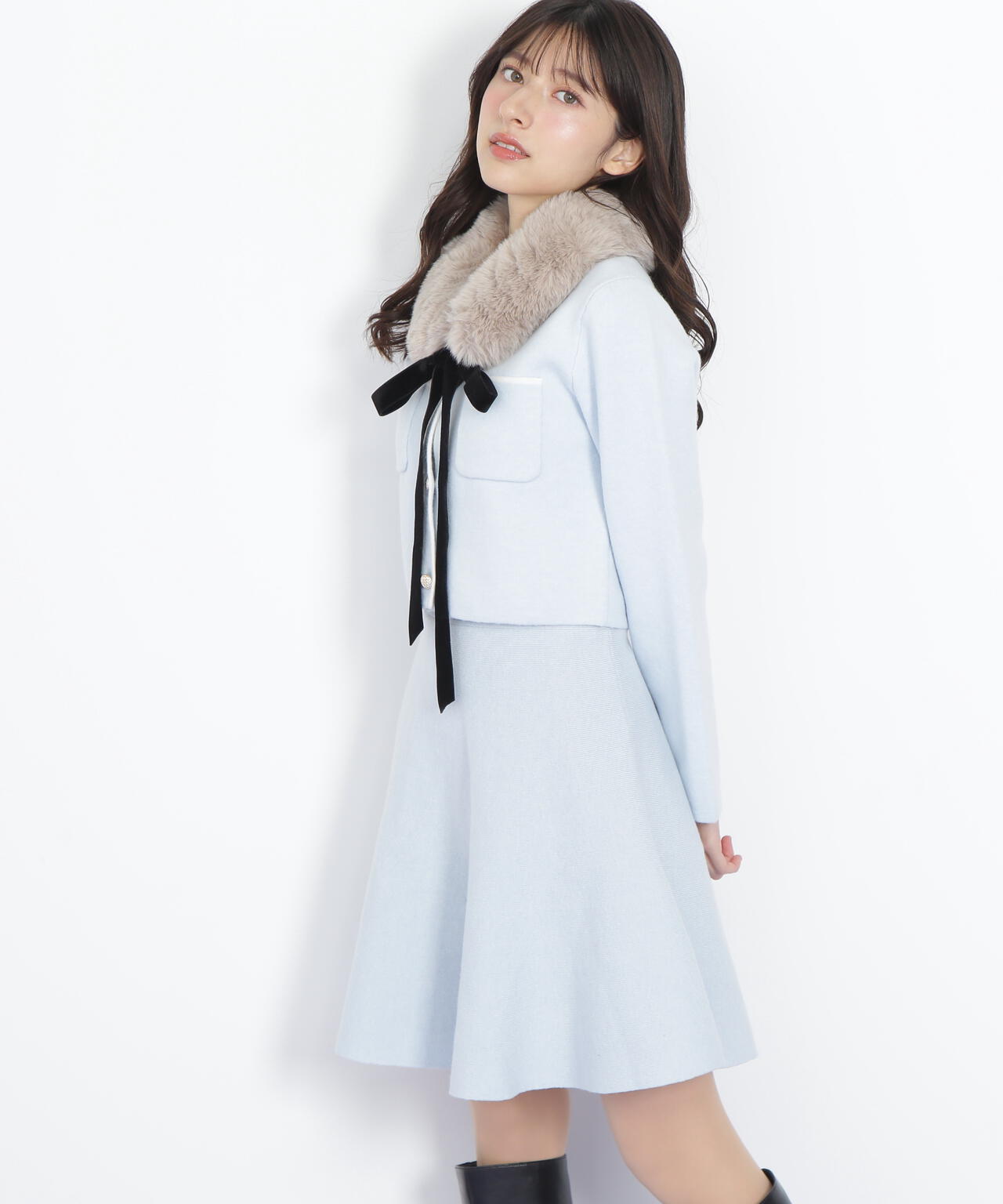 ファーティッペットニットセットアップ