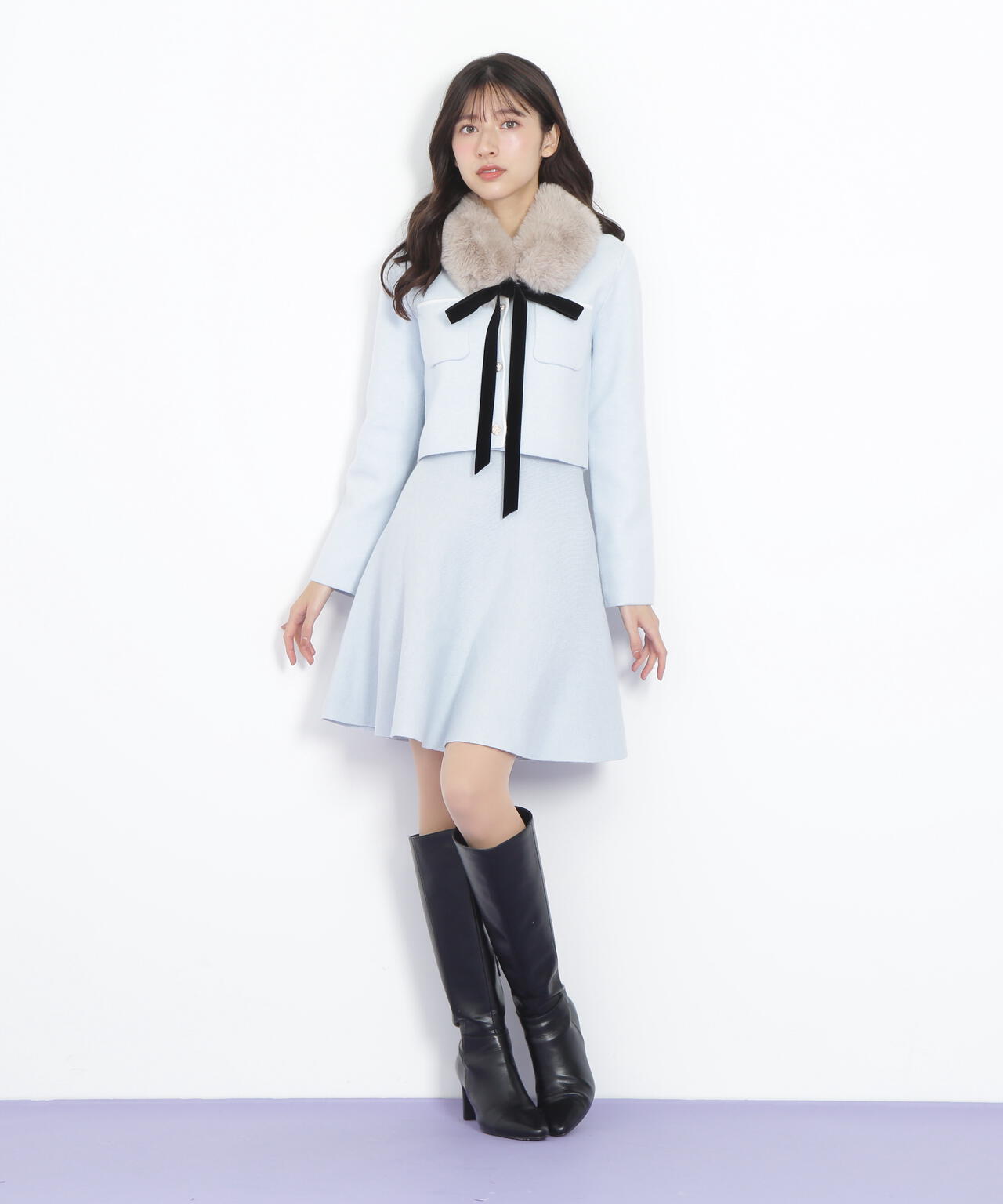 ファーティッペットニットセットアップ