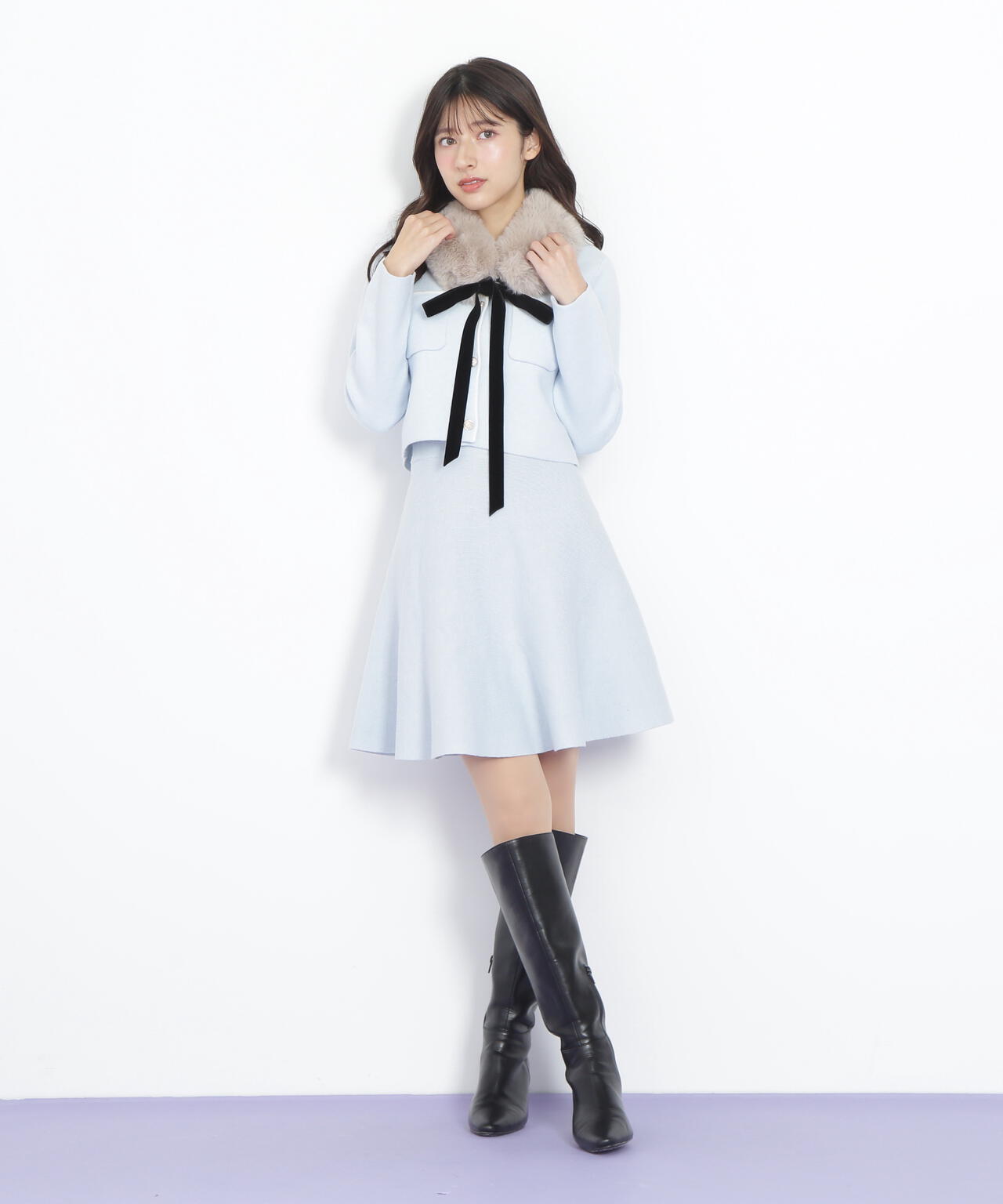 ファーティッペットニットセットアップ