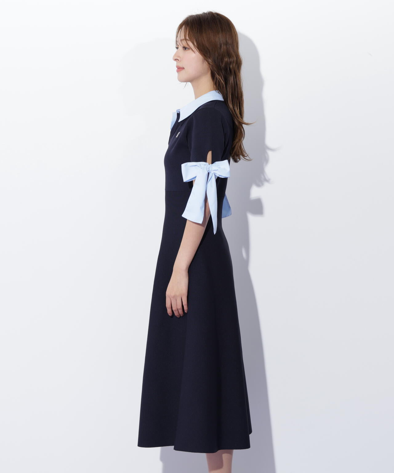 ダブルカラーニットワンピース