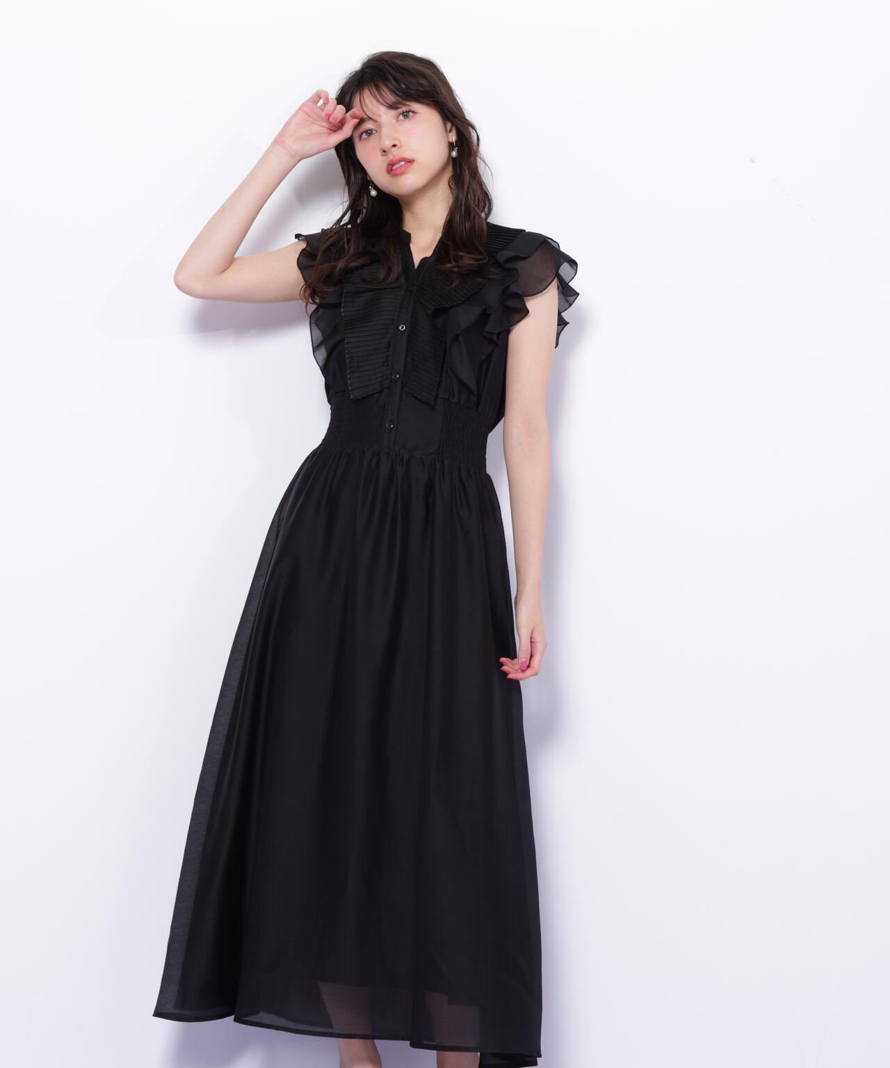 シアープリーツフリルワンピース