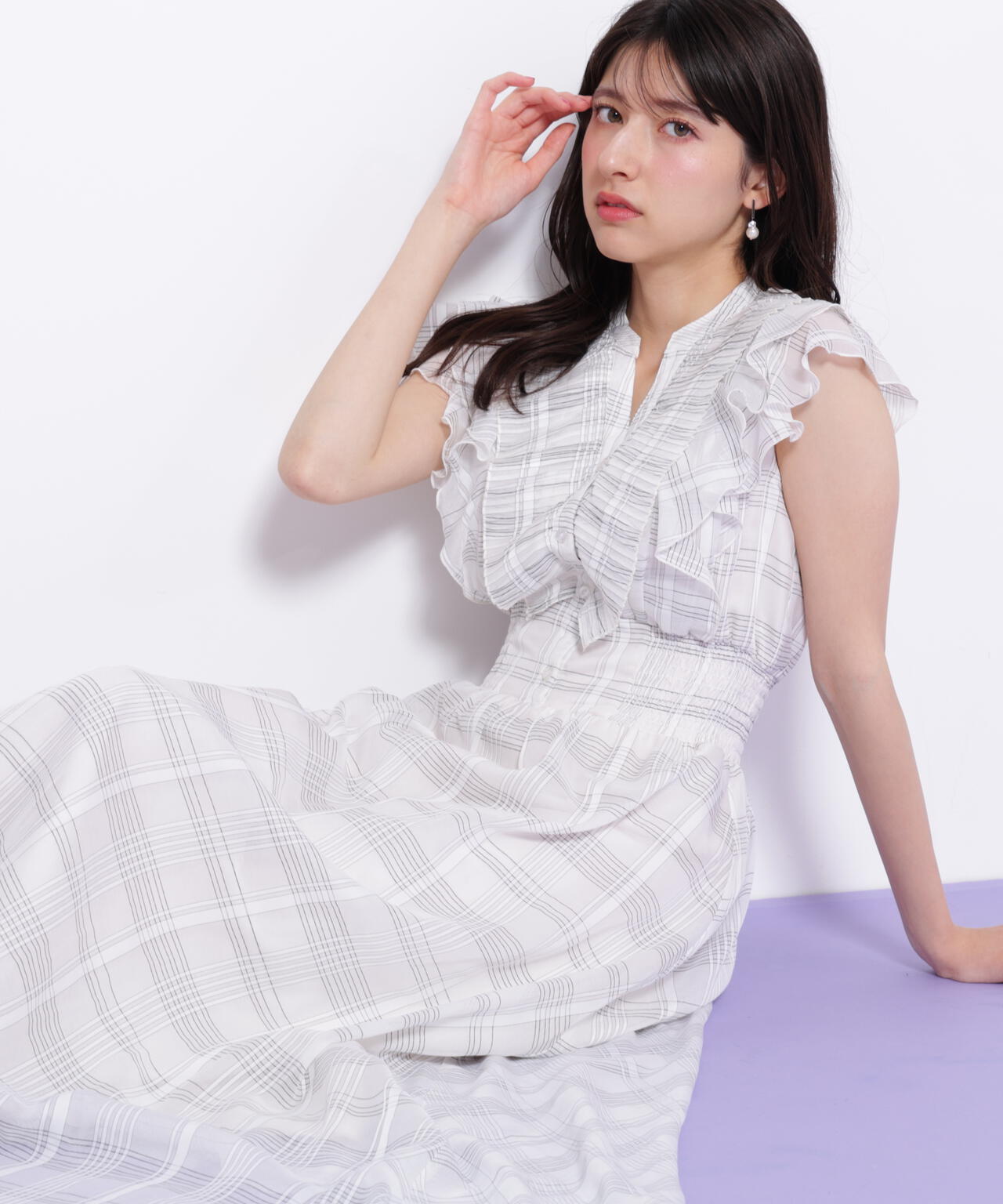 シアープリーツフリルワンピース