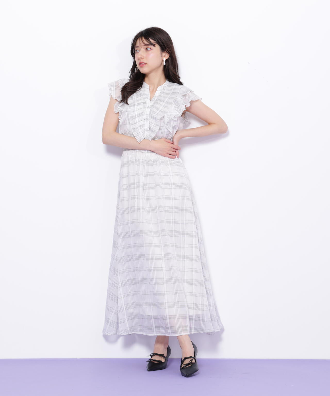 シアープリーツフリルワンピース