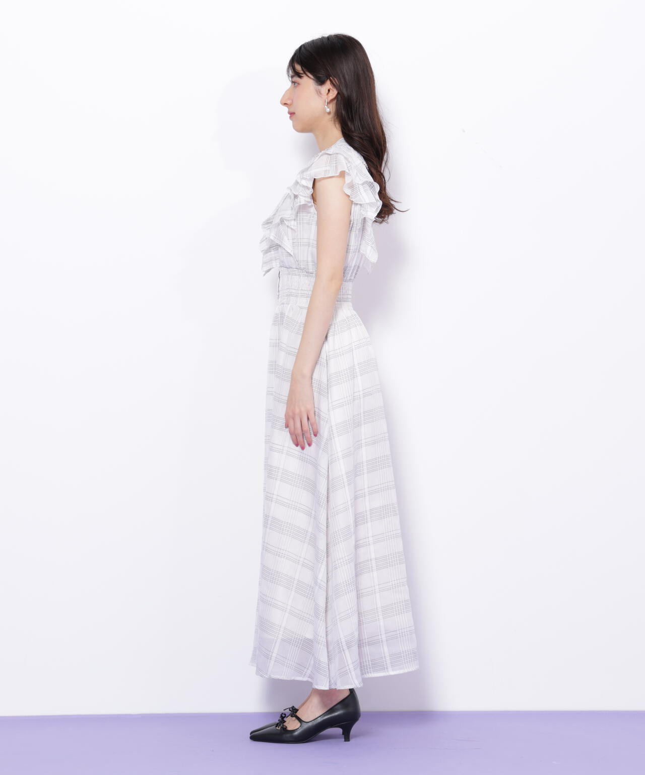 シアープリーツフリルワンピース