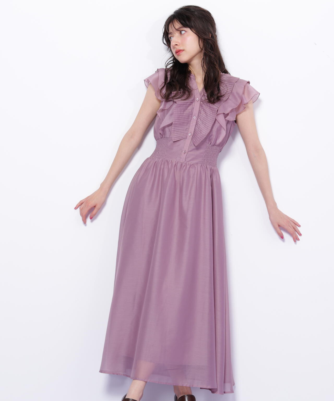 シアープリーツフリルワンピース