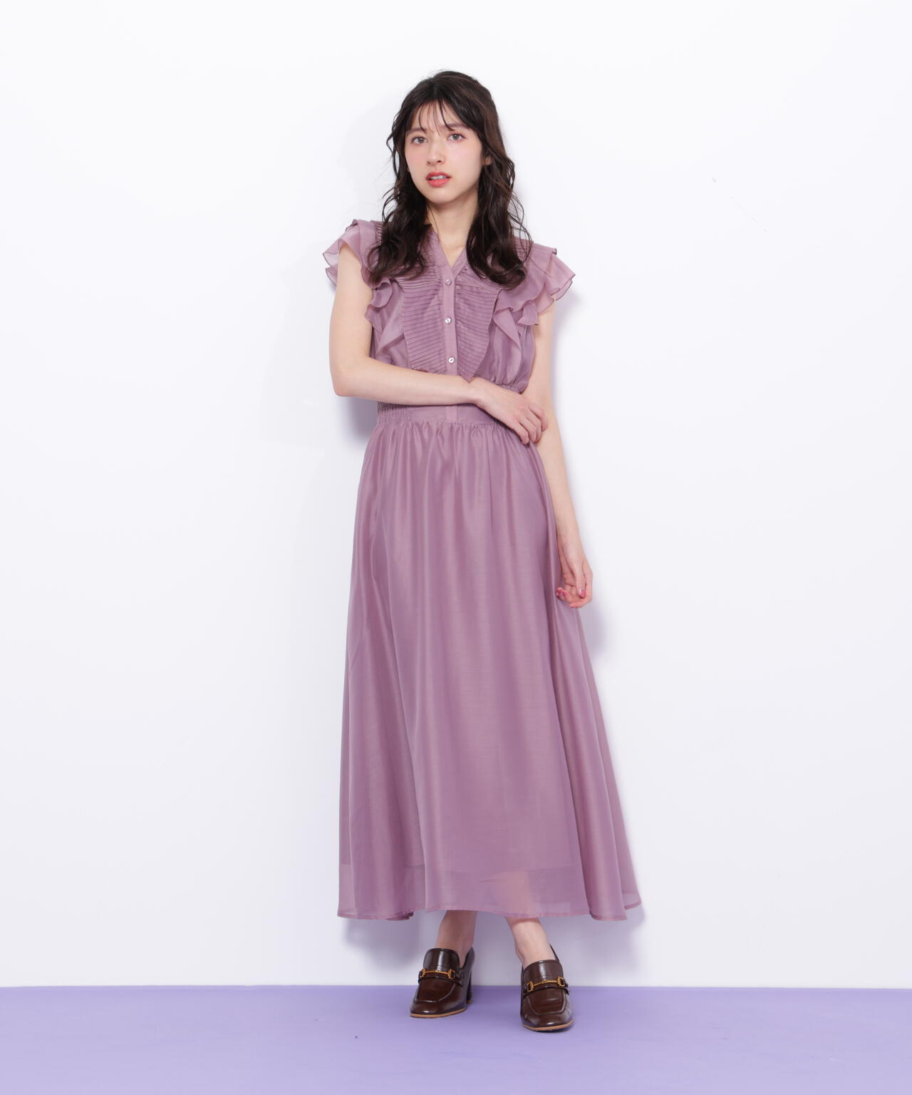 シアープリーツフリルワンピース