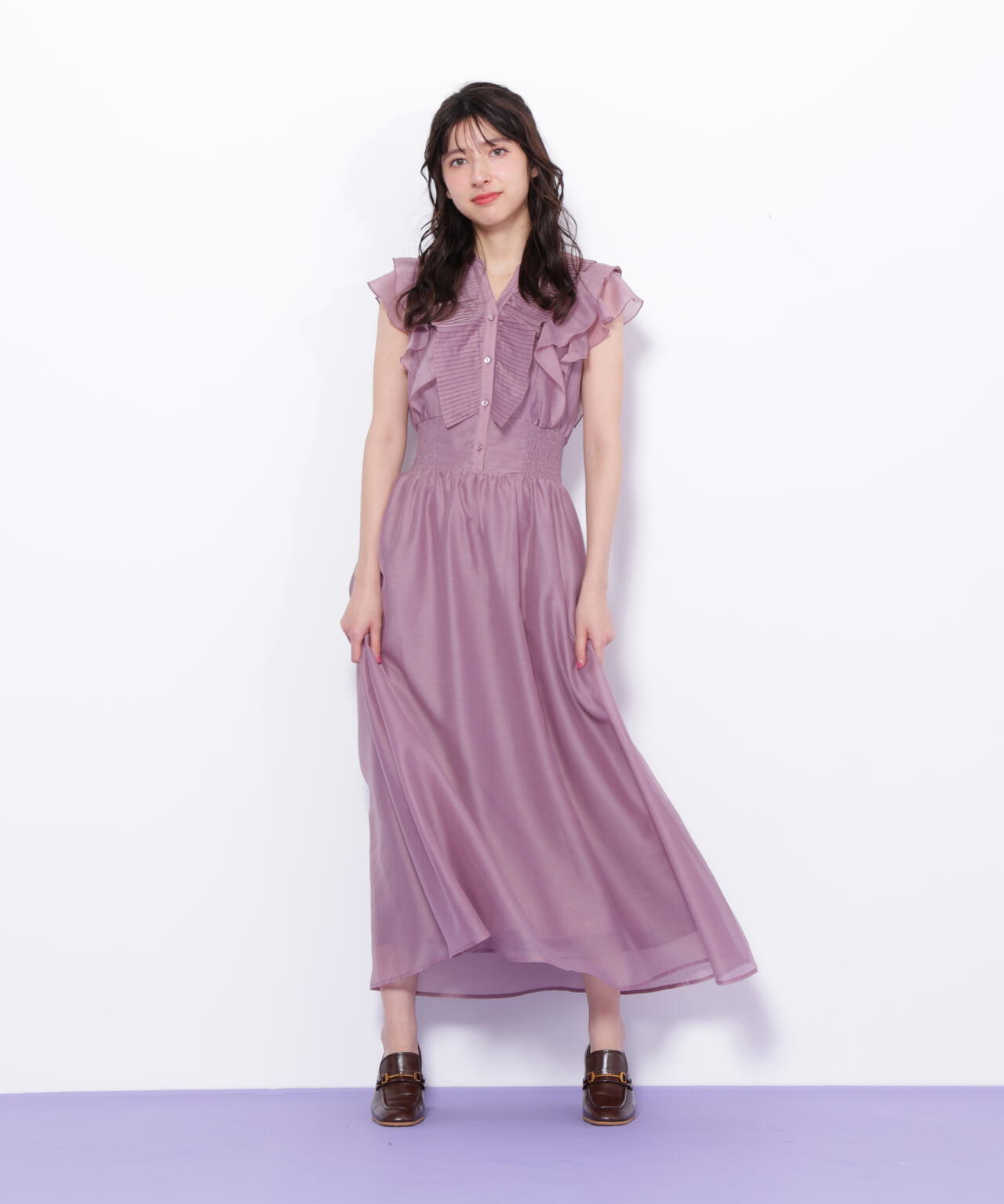 シアープリーツフリルワンピース