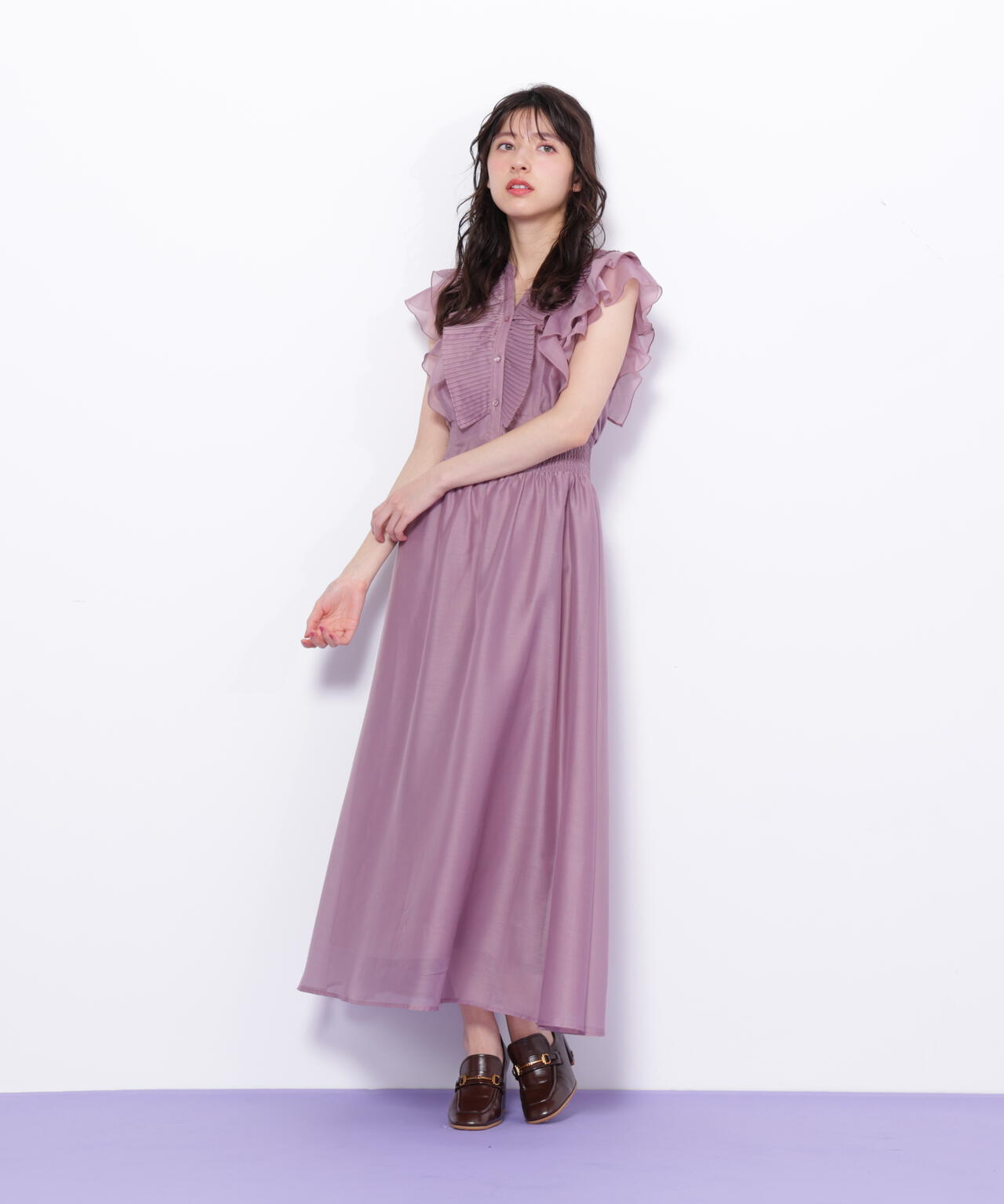 シアープリーツフリルワンピース