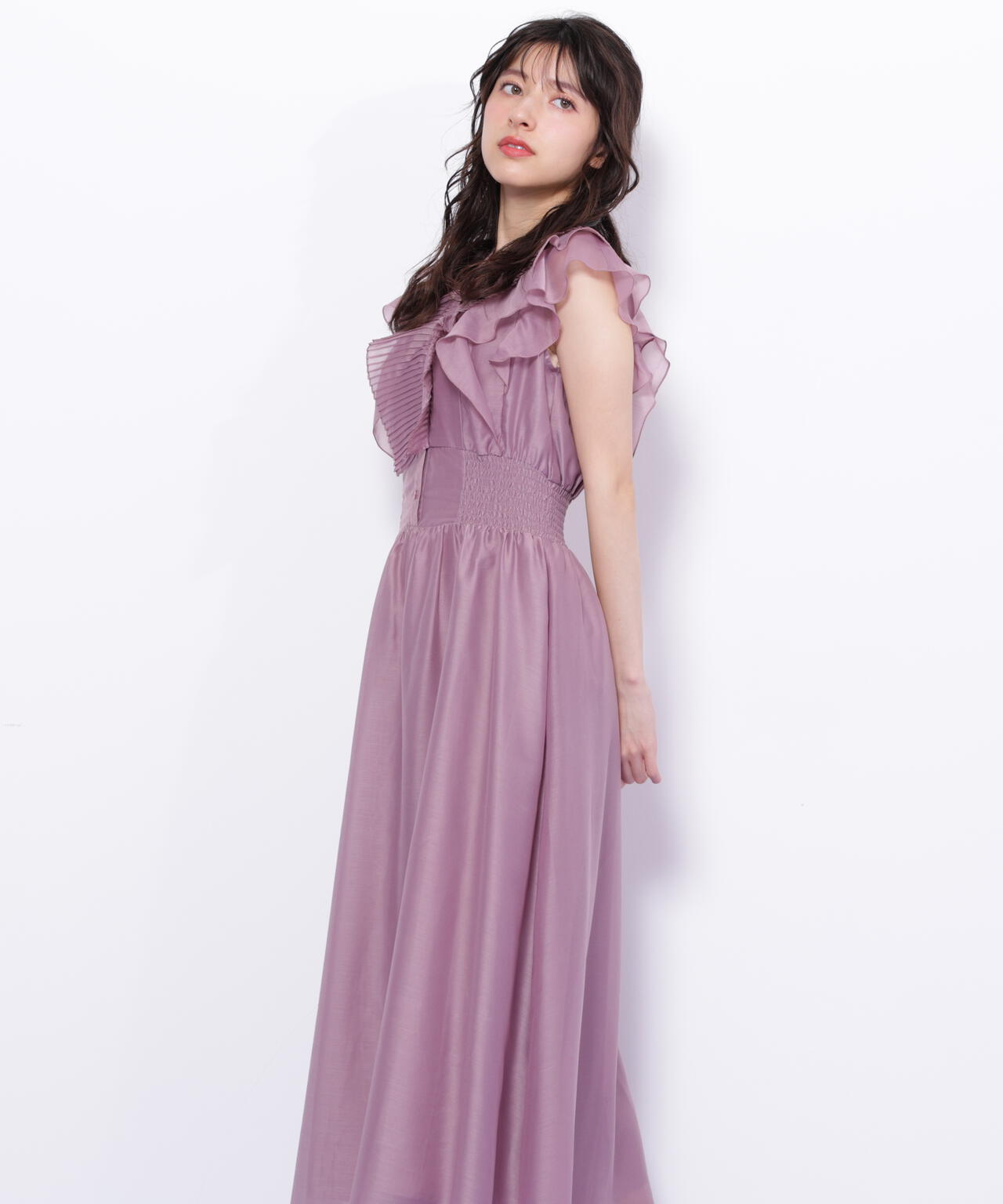 シアープリーツフリルワンピース