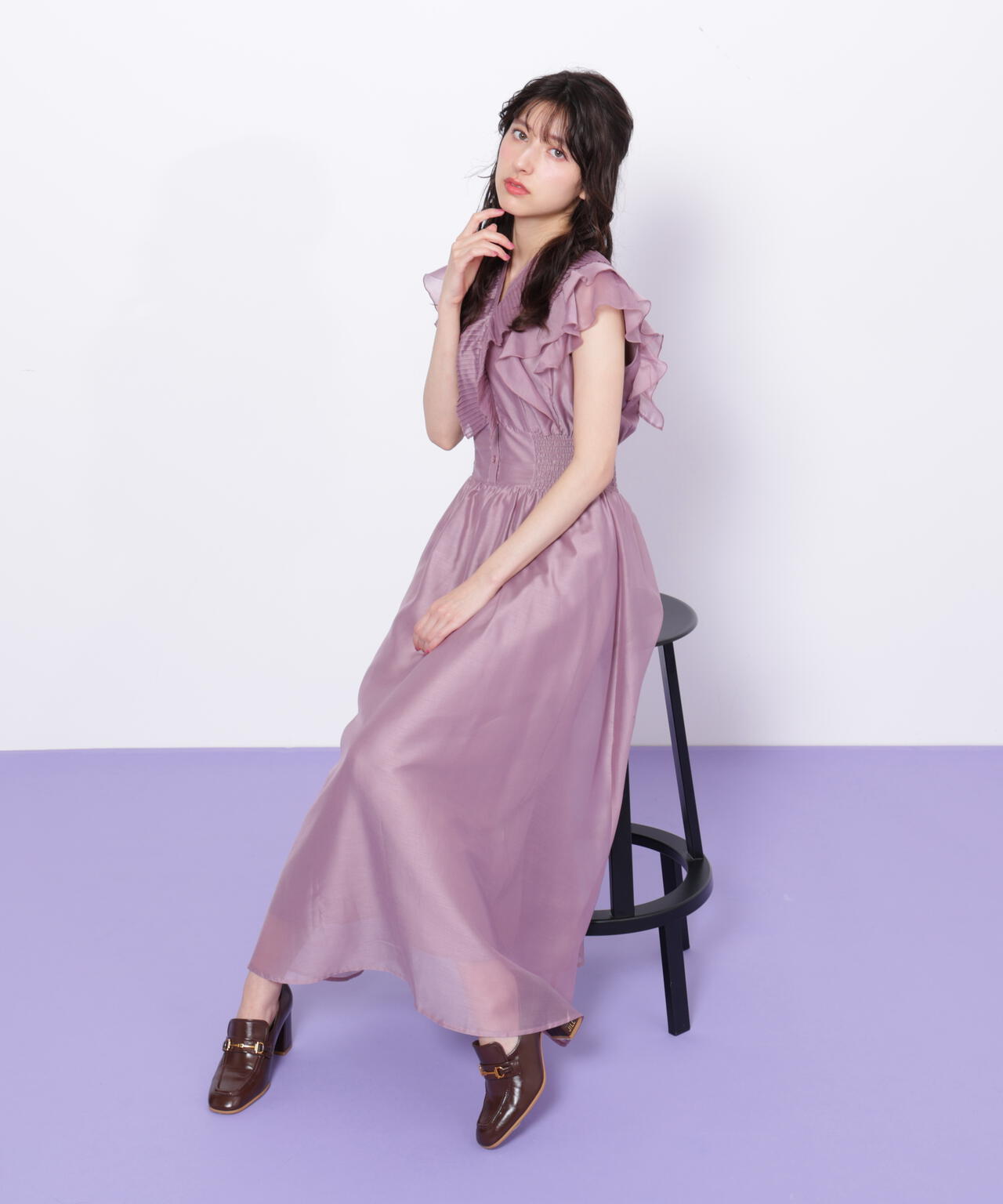 シアープリーツフリルワンピース