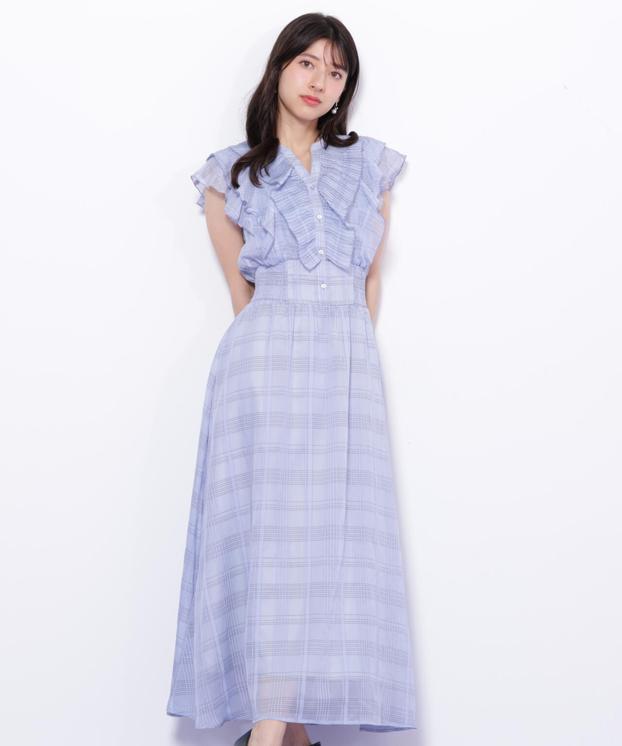 シアープリーツフリルワンピース