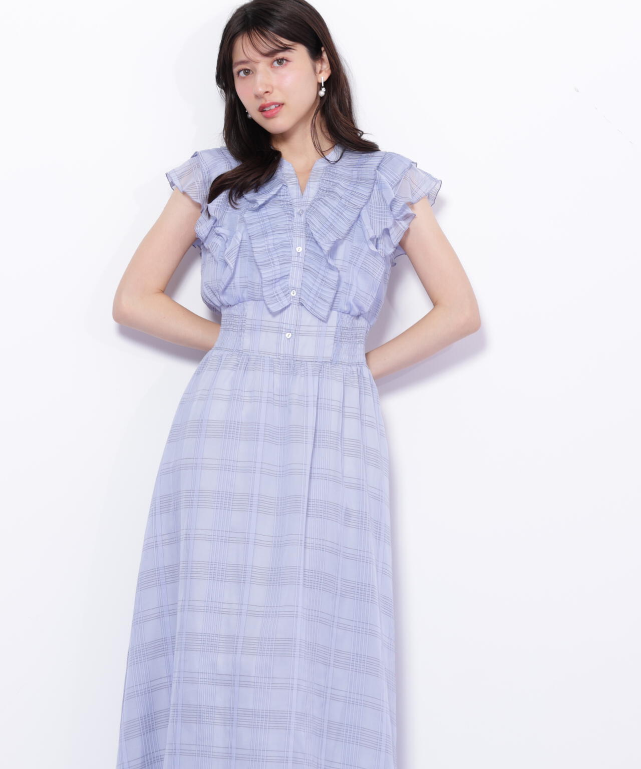 シアープリーツフリルワンピース