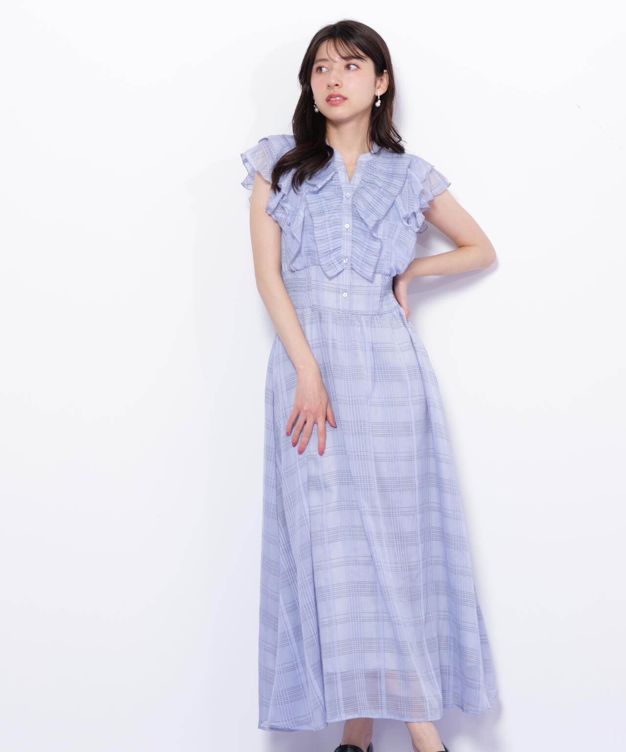 シアープリーツフリルワンピース