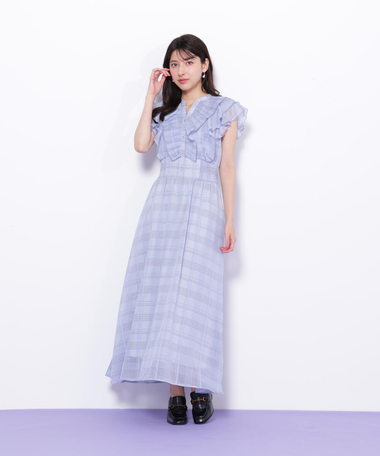 シアープリーツフリルワンピース