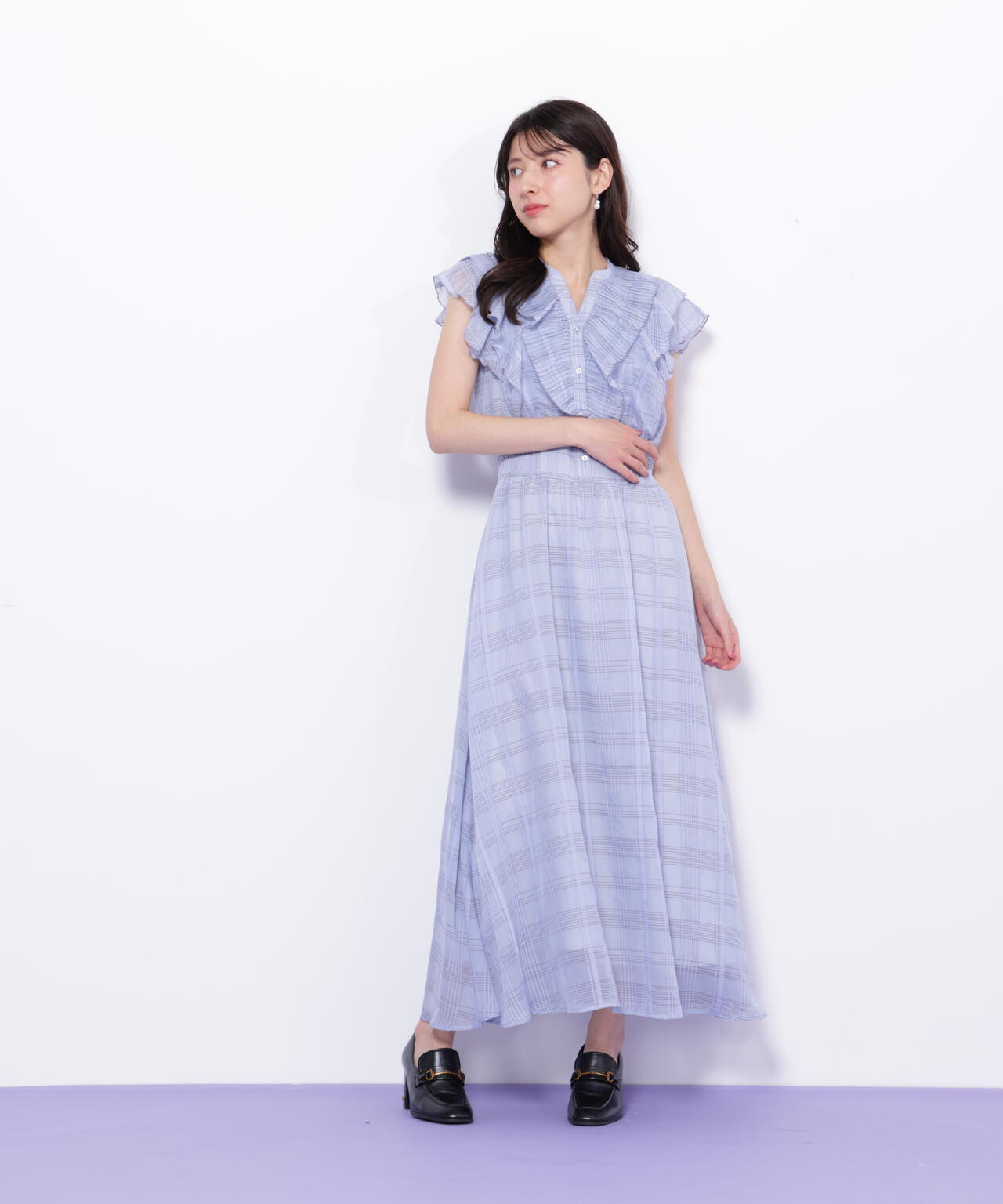 シアープリーツフリルワンピース