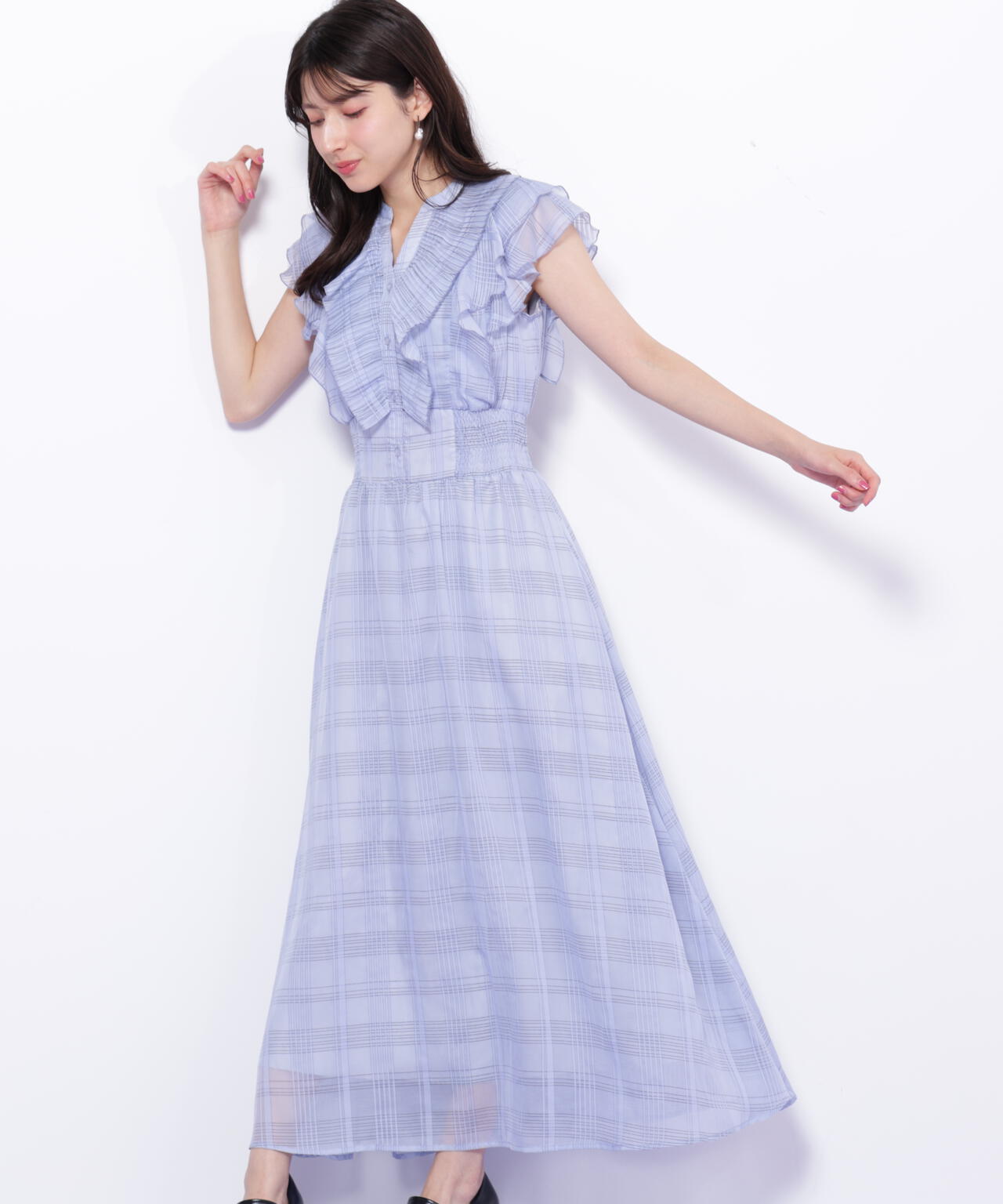 シアープリーツフリルワンピース