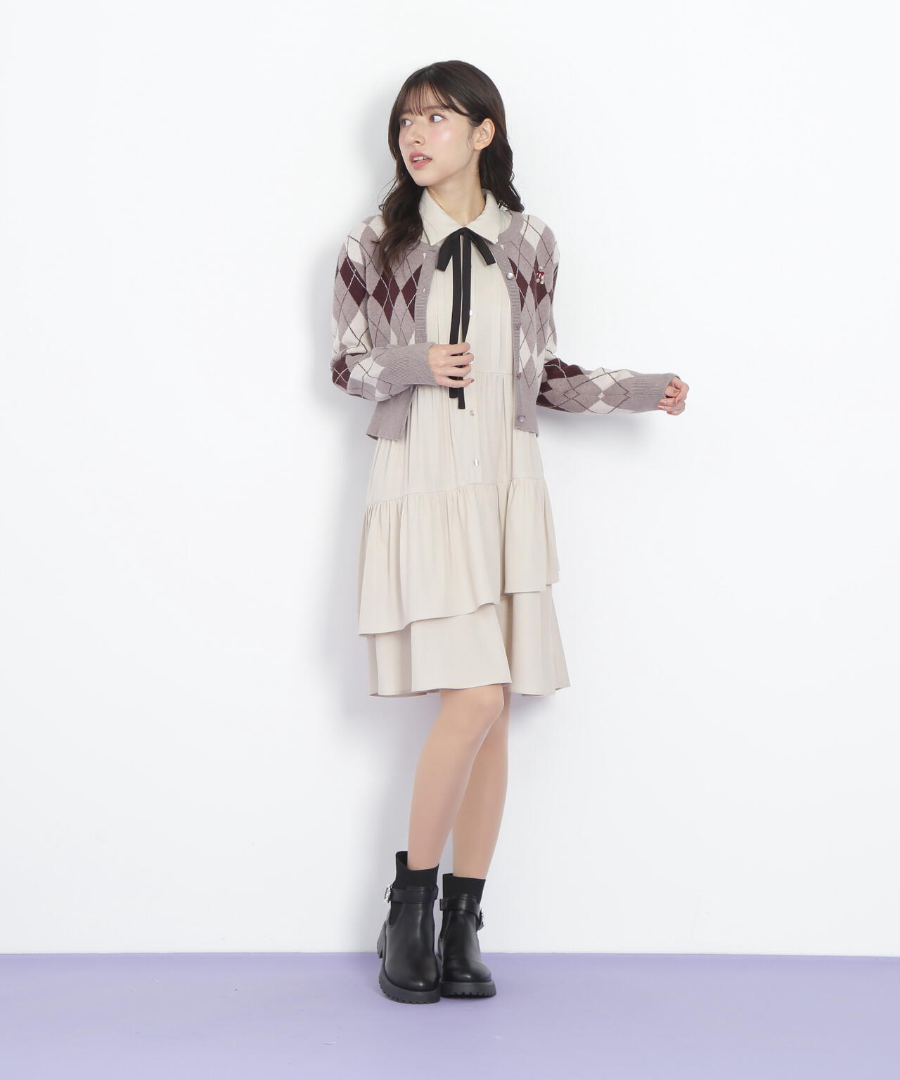 【未使用】JILTU ジルチュ　ミニ ワンピース　S ジルバイジルスチュアート JILL by JILLSTUART 衿付きミニニット