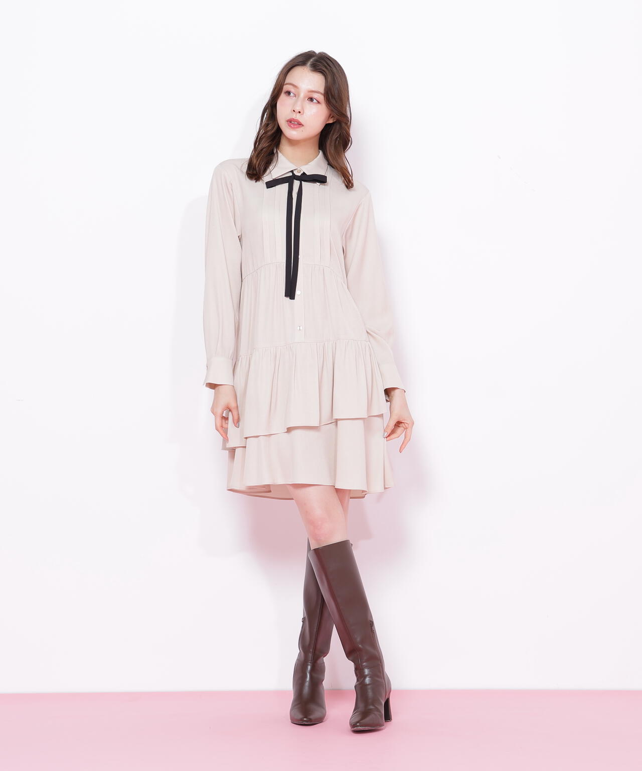 ティアードミニシャツワンピース