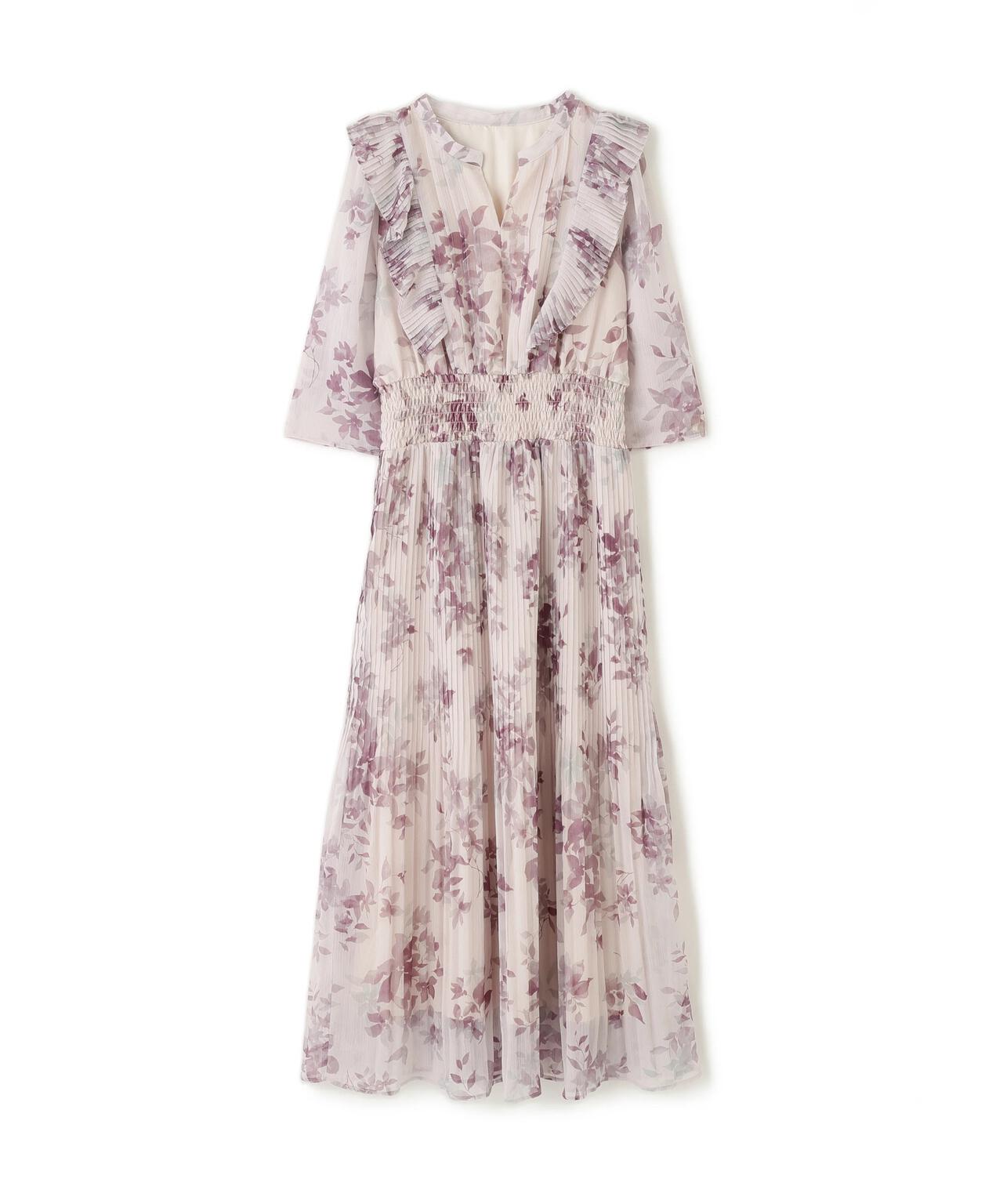 ぼかしフラワープリントワンピース