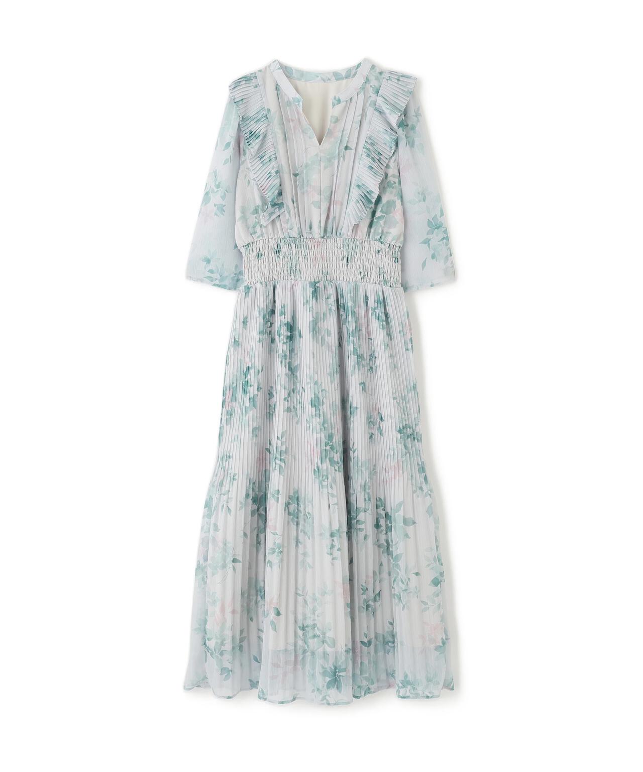 ぼかしフラワープリントワンピース