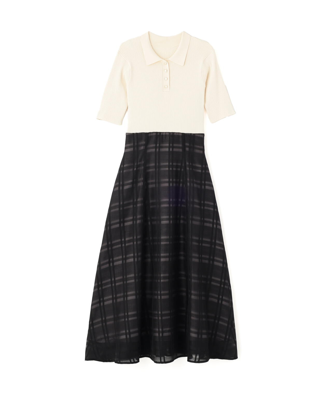 ポロ衿ドッキングワンピース