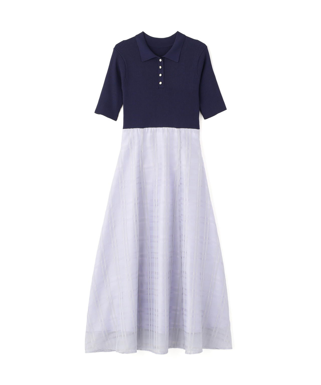 ポロ衿ドッキングワンピース