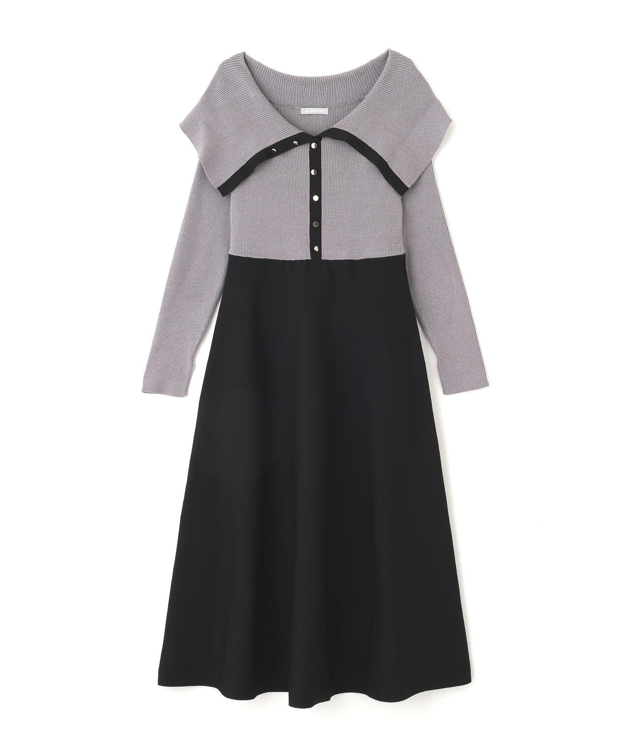 ビッグカラーニットワンピース