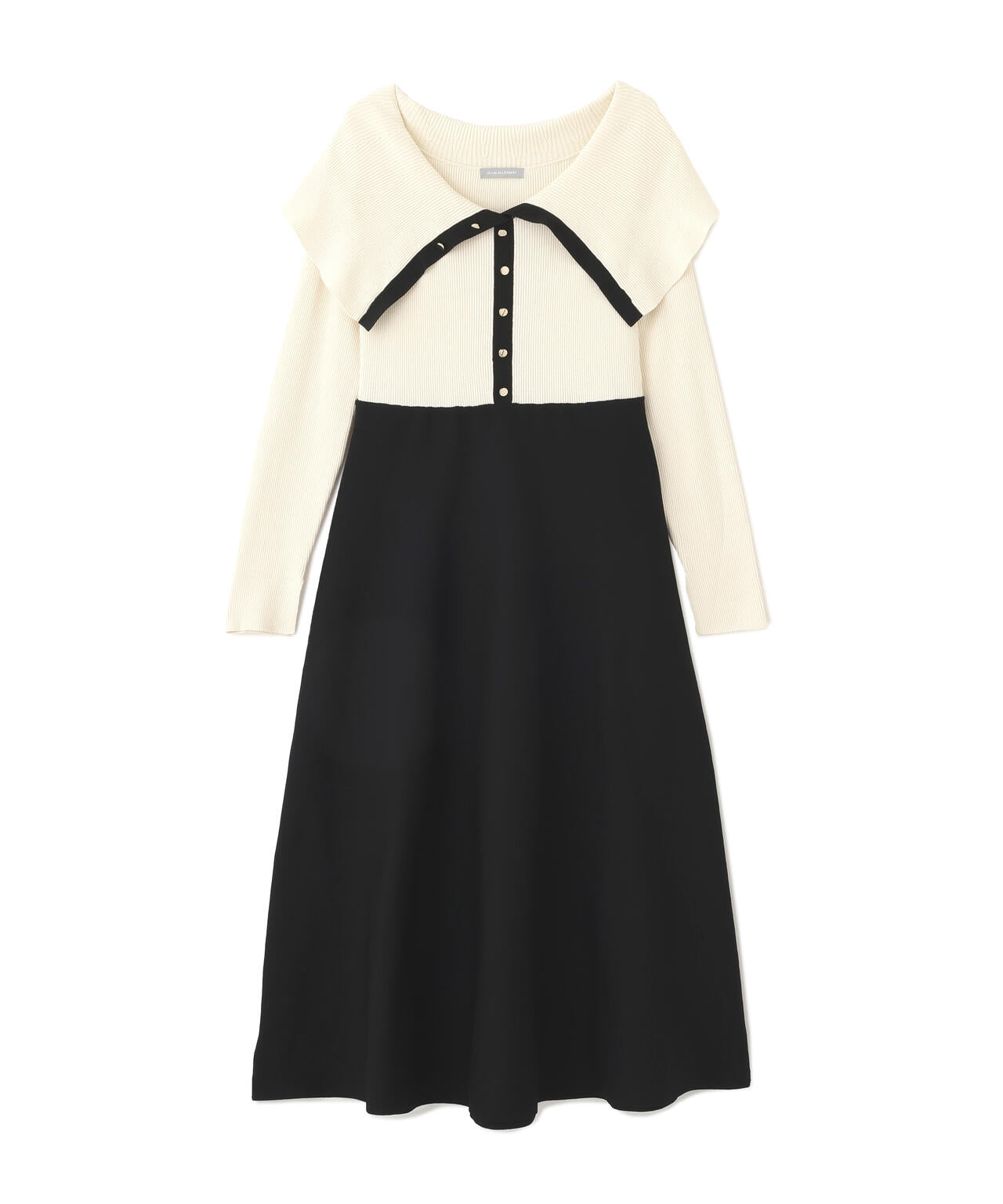 ビッグカラーニットワンピース