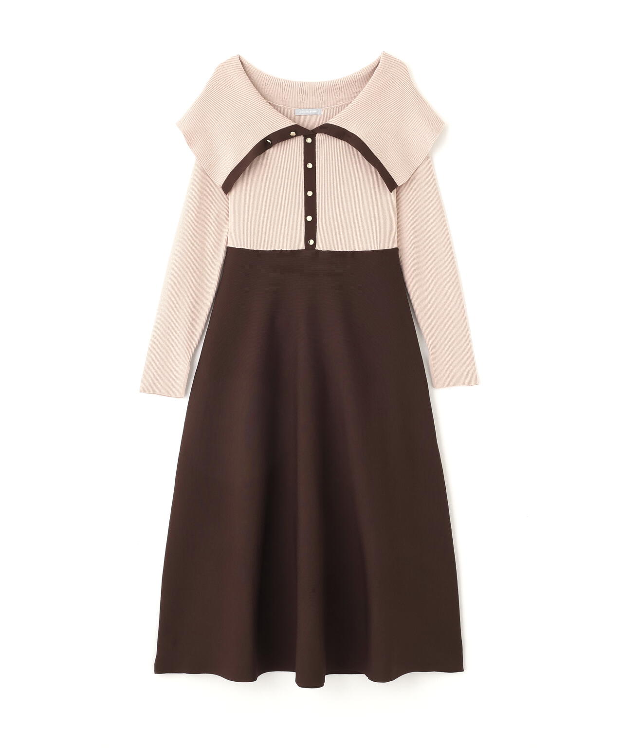 ビッグカラーニットワンピース