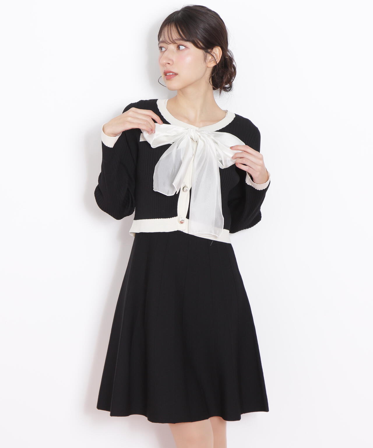 ピュアクリスタルハイヒールとリボンつきニットぼう ダイヤ柄リボンニット | JILL by JILL STUART（ジル バイ ジル