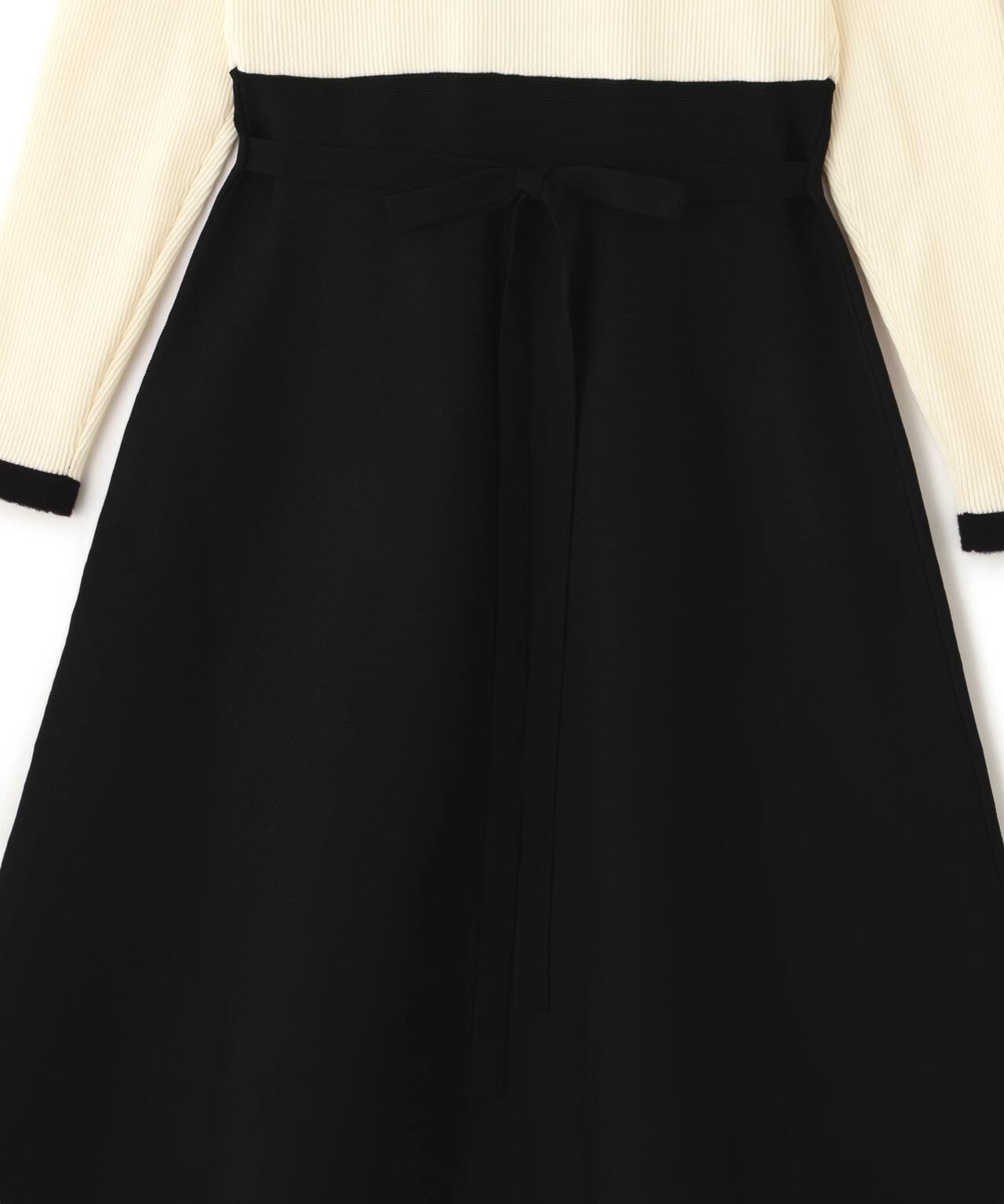 モールヤーントリミングニットワンピース