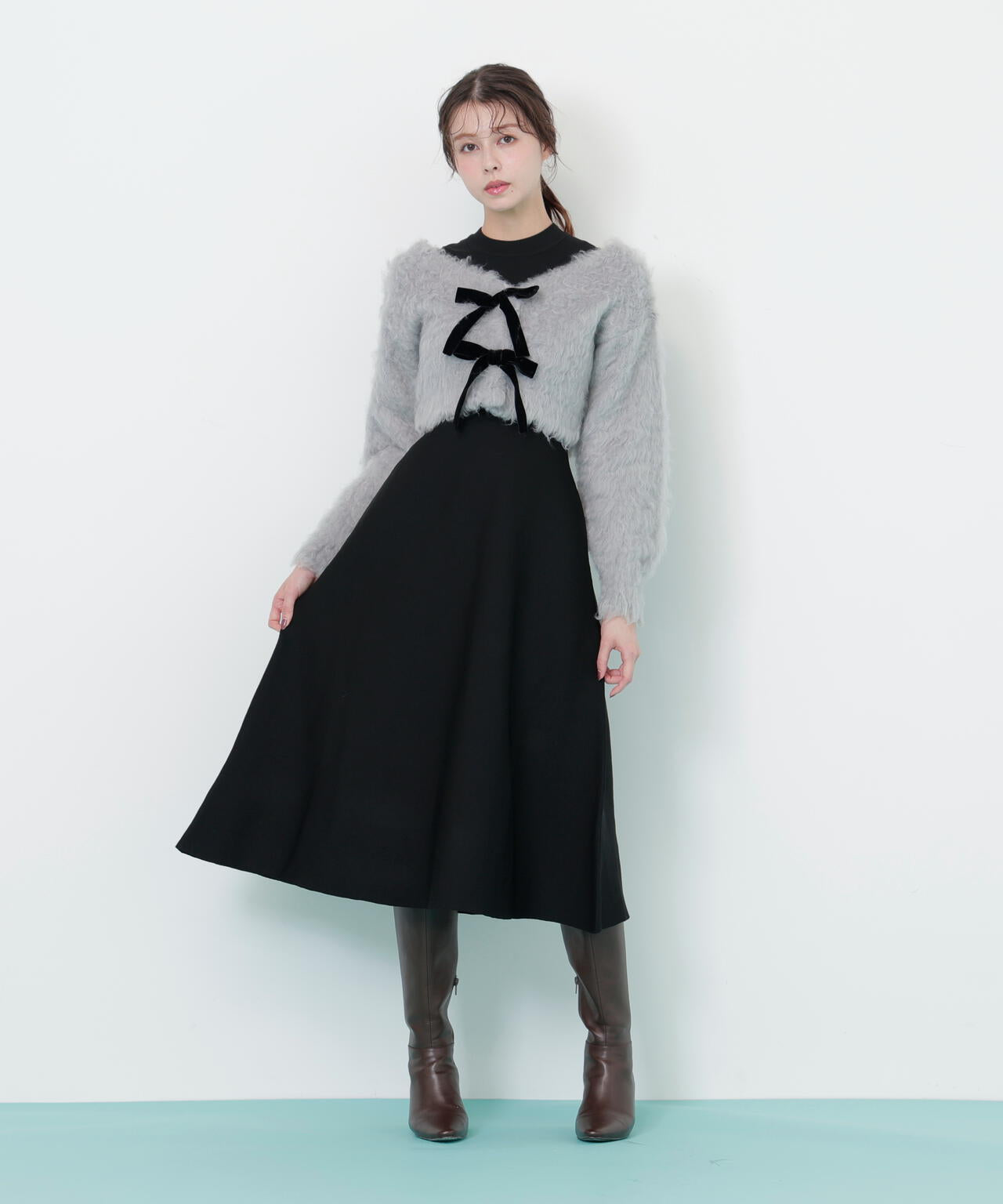 起毛カーデニットワンピースセット