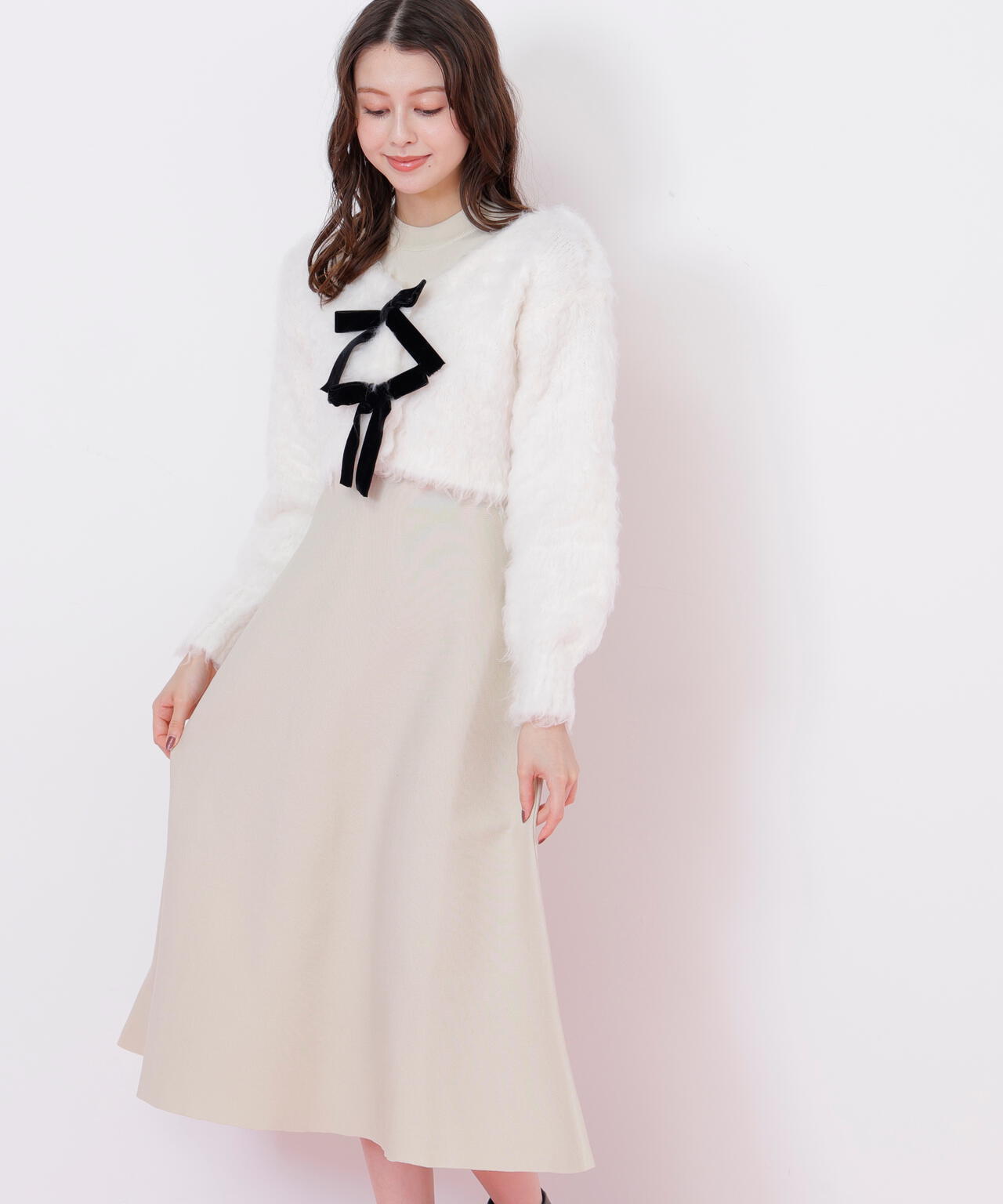 起毛カーデニットワンピースセット