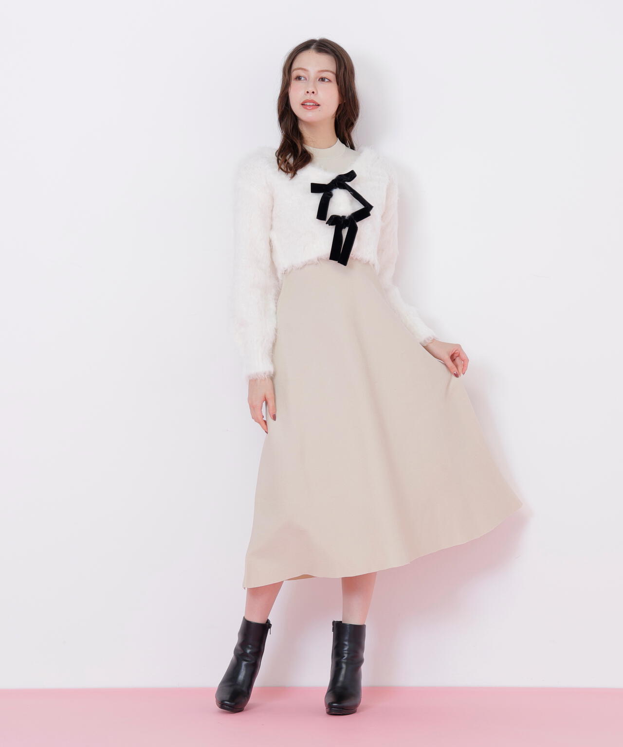 起毛カーデニットワンピースセット