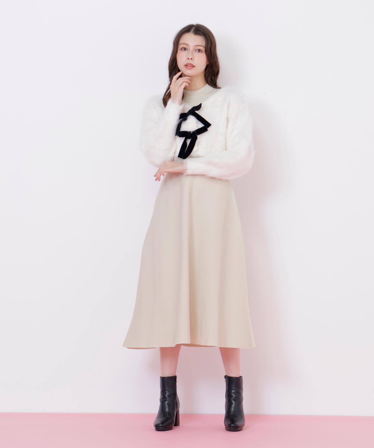 起毛カーデニットワンピースセット