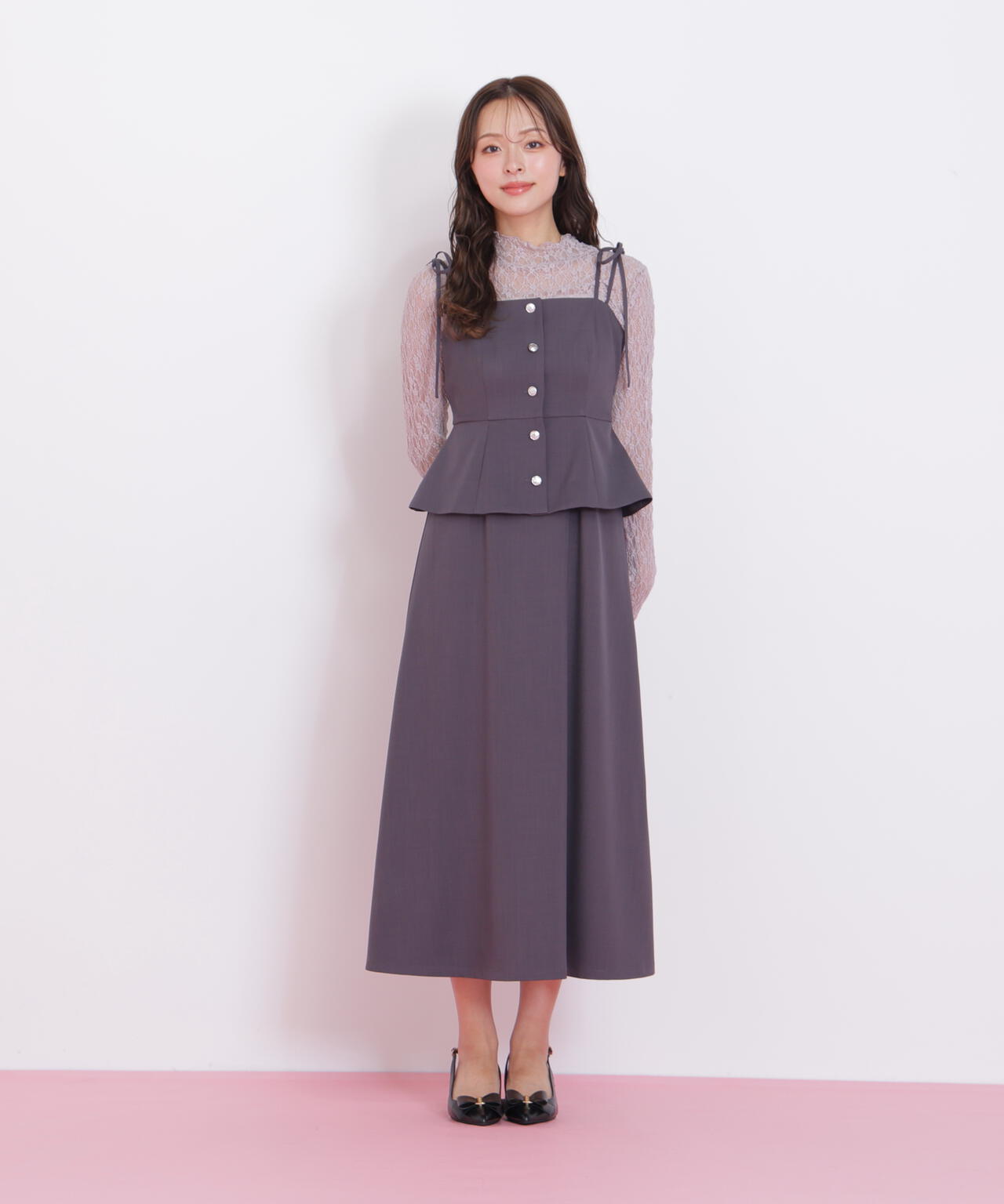 JILL BY JILLSTUART リボンナロージャンスカ グレー S リボンナロージャンスカ | JILL by JILL STUART（ジル バイ ジル