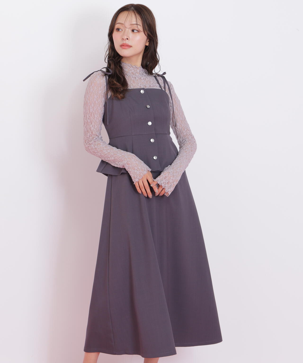 JILL BY JILLSTUART リボンナロージャンスカ グレー S ジルバイジルスチュアート JILL by JILLSTUART リボンナロージャンスカ