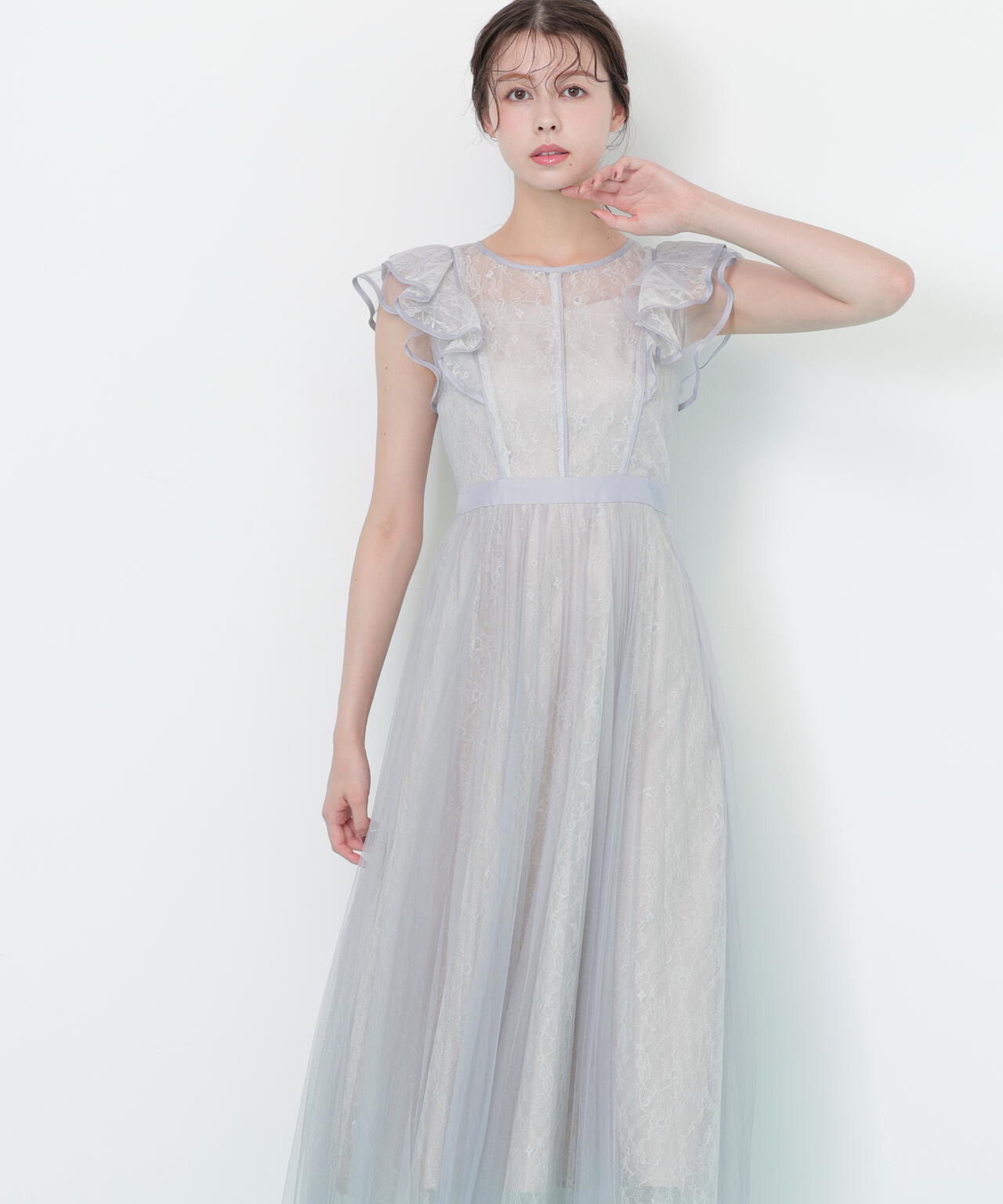 配色パイピングレースワンピース