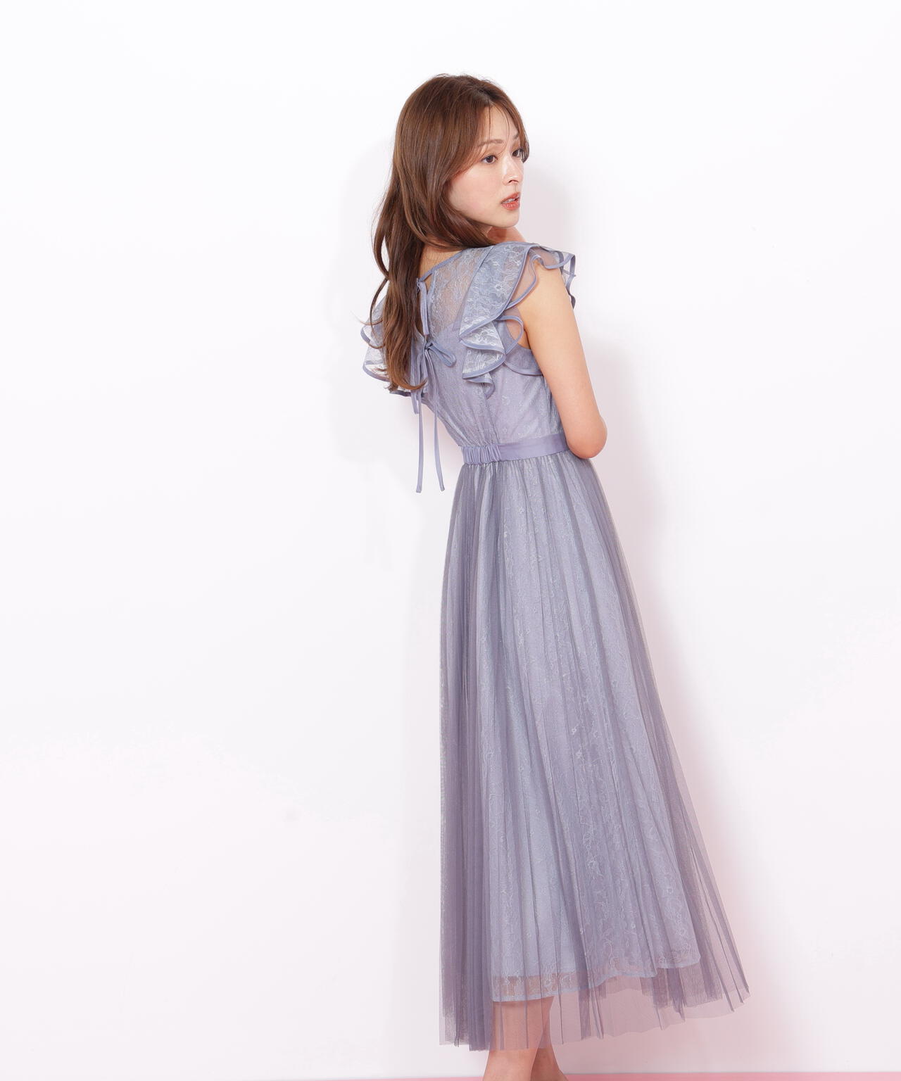 配色パイピングレースワンピース