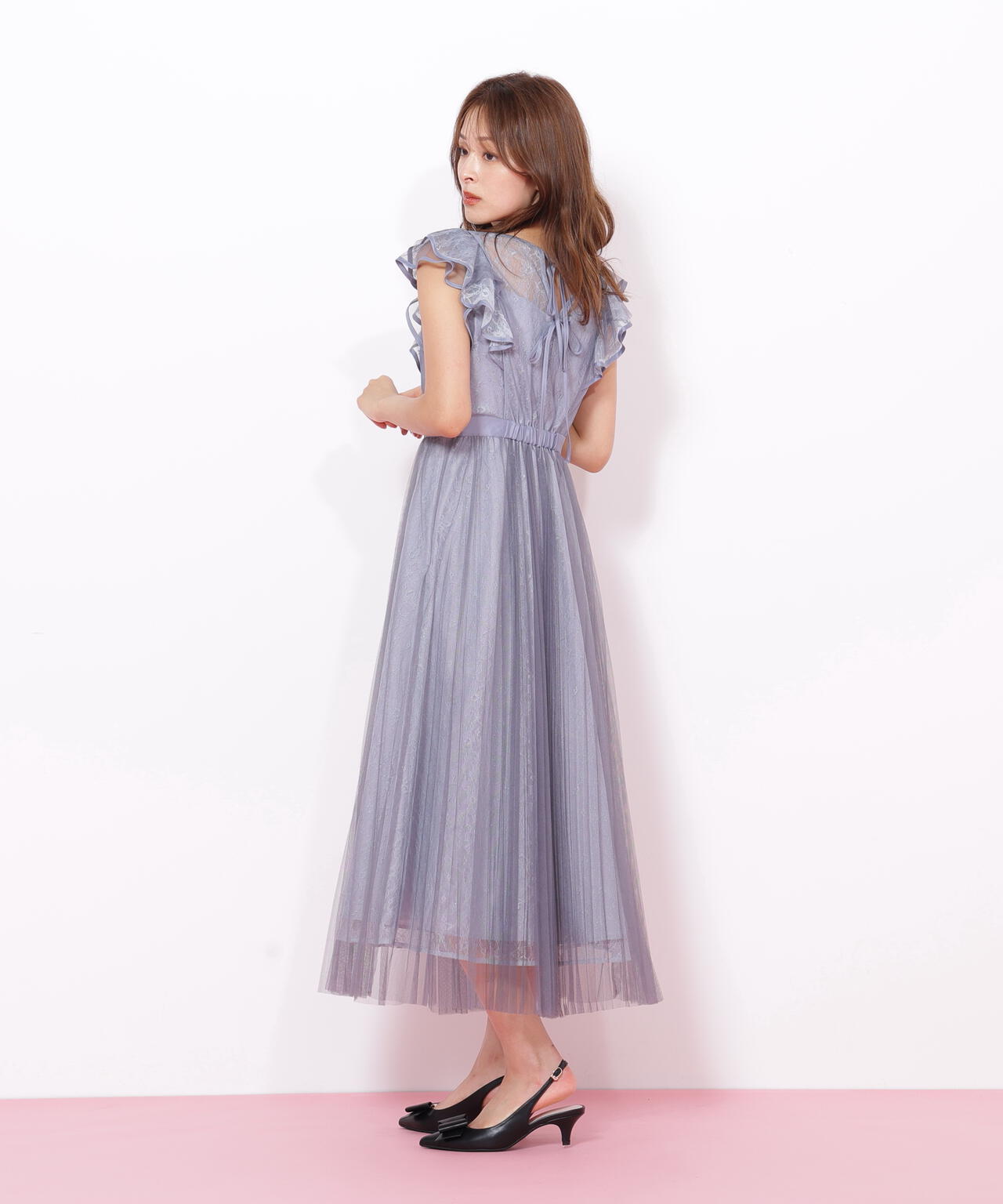 配色パイピングレースワンピース