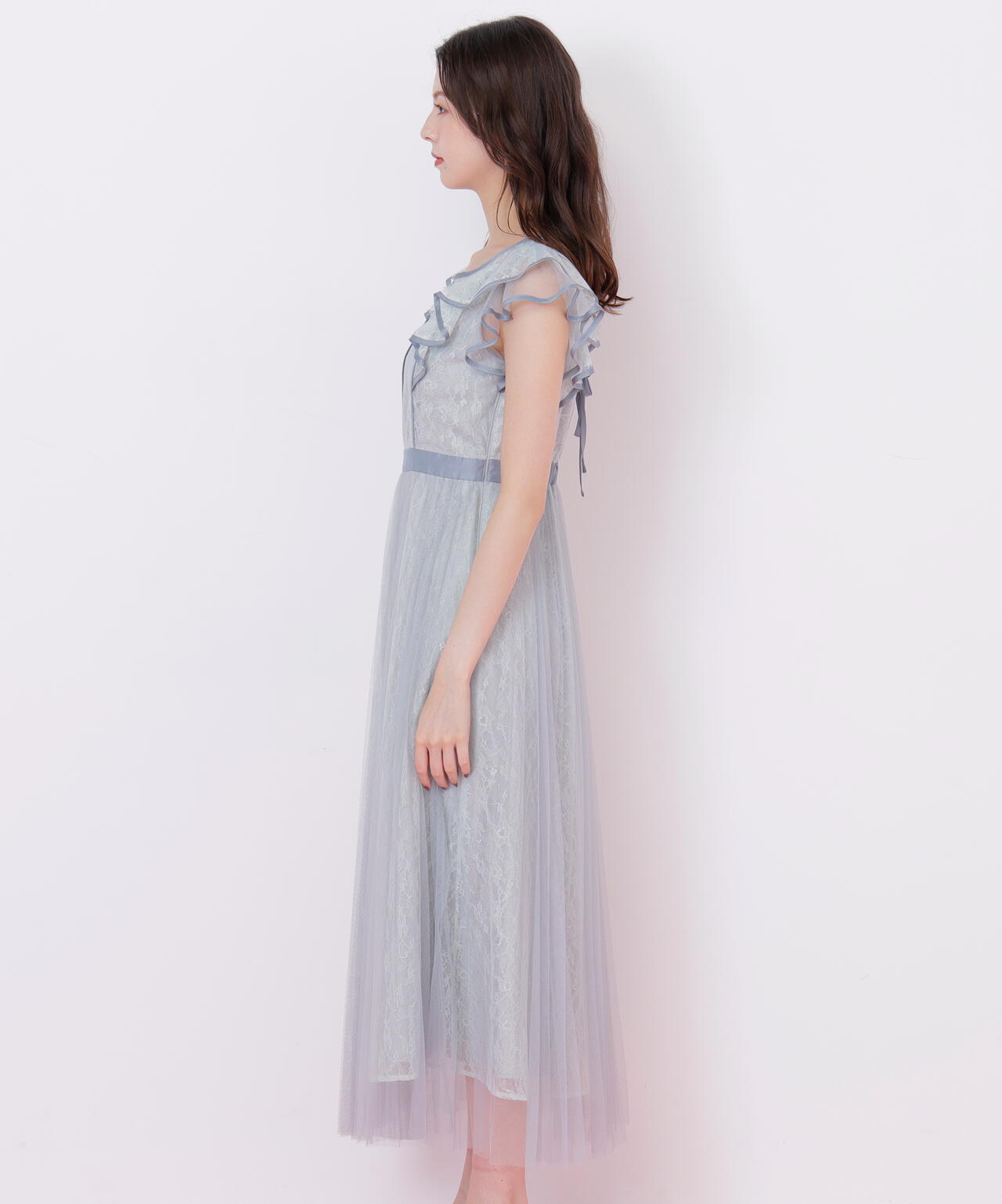 配色パイピングレースワンピース